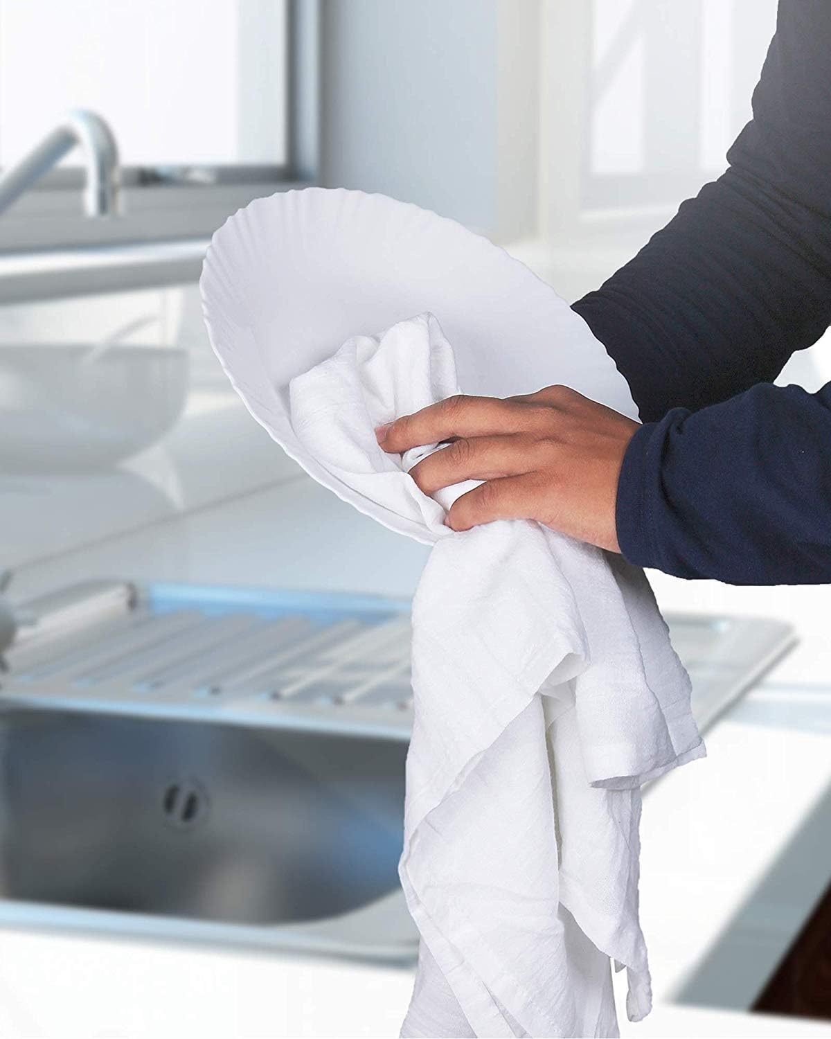 image:imageUtopia Kitchen Light Grey Flour Sack Towels 12 Pack 28 x 28 Inch 100 Cotton Tea Towels for Cleaning amp Drying Highly Absorbent Kitchen Dish ClothWhite
