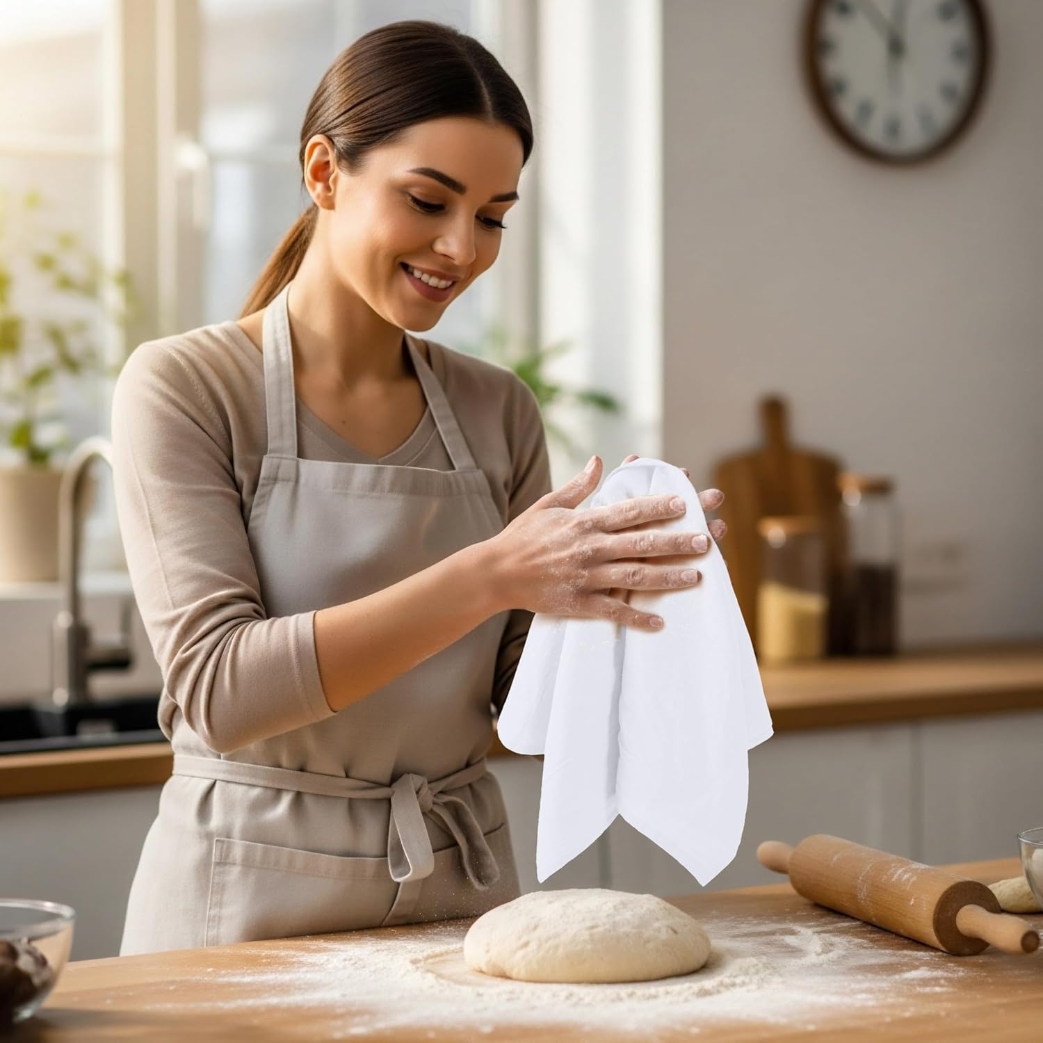 image:imageUtopia Kitchen Light Grey Flour Sack Towels 12 Pack 28 x 28 Inch 100 Cotton Tea Towels for Cleaning amp Drying Highly Absorbent Kitchen Dish ClothWhite