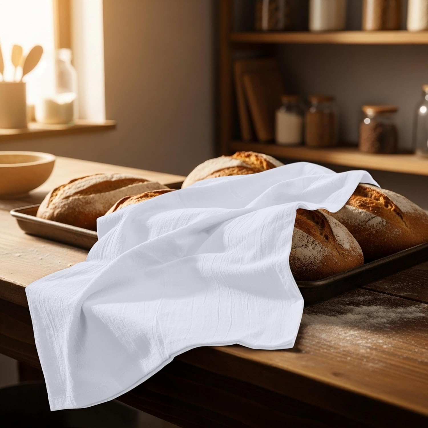 image:imageUtopia Kitchen Light Grey Flour Sack Towels 12 Pack 28 x 28 Inch 100 Cotton Tea Towels for Cleaning amp Drying Highly Absorbent Kitchen Dish ClothWhite