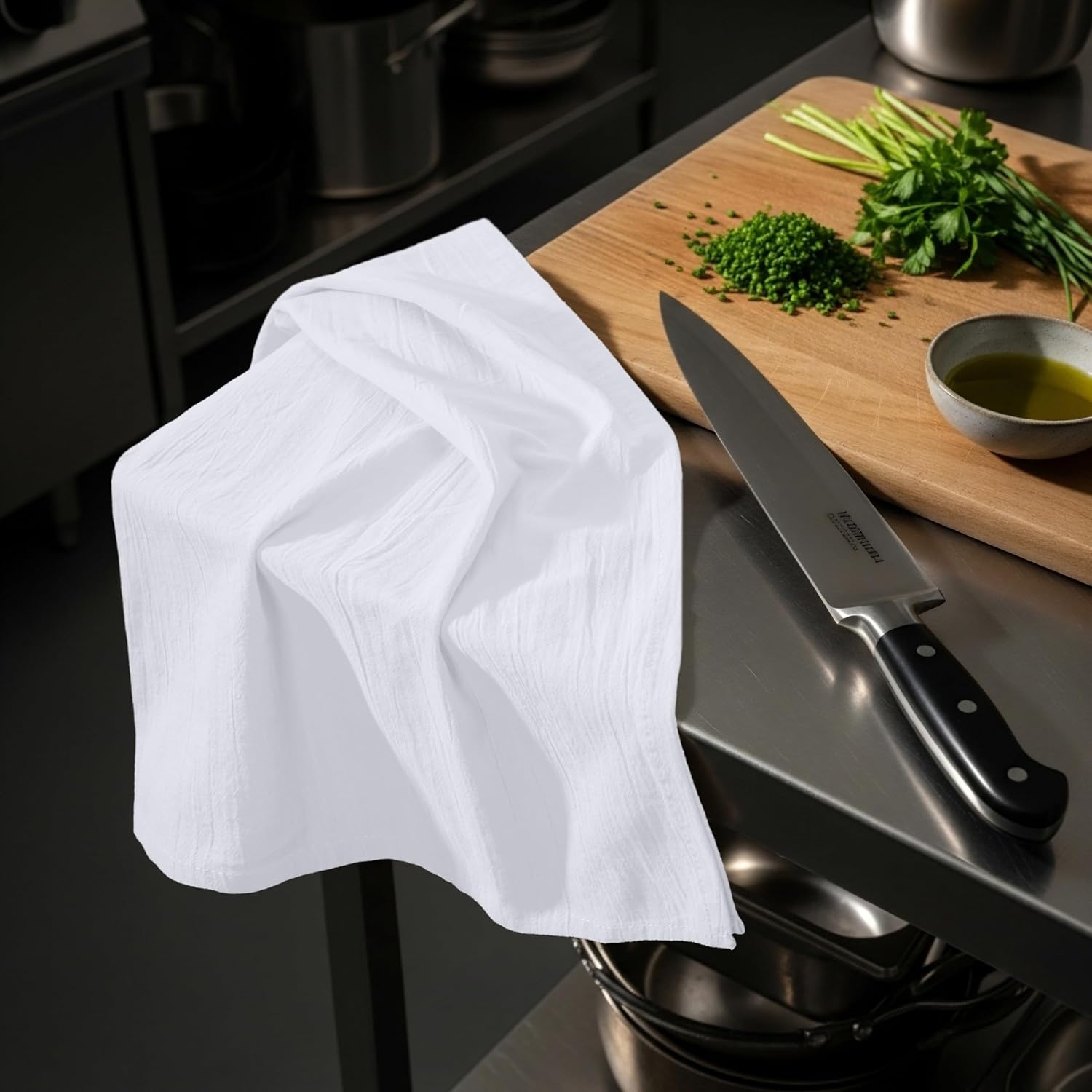 image:imageUtopia Kitchen Light Grey Flour Sack Towels 12 Pack 28 x 28 Inch 100 Cotton Tea Towels for Cleaning amp Drying Highly Absorbent Kitchen Dish ClothWhite