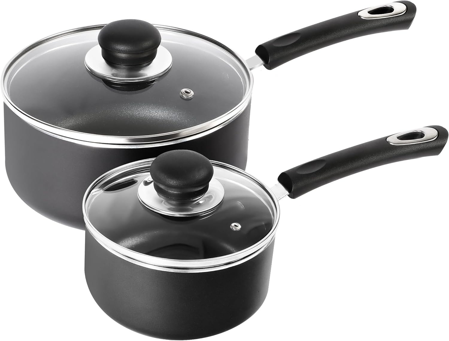 image:imageUtopia Kitchen Nonstick Saucepan Set Cooking Pots with Lids 1 Quart and 2 Quarts Multipurpose Kitchen Small Pots for Cooking Nonstick With Lids 1 qt amp 2 qt Set Grey amp BlackGreyBlack