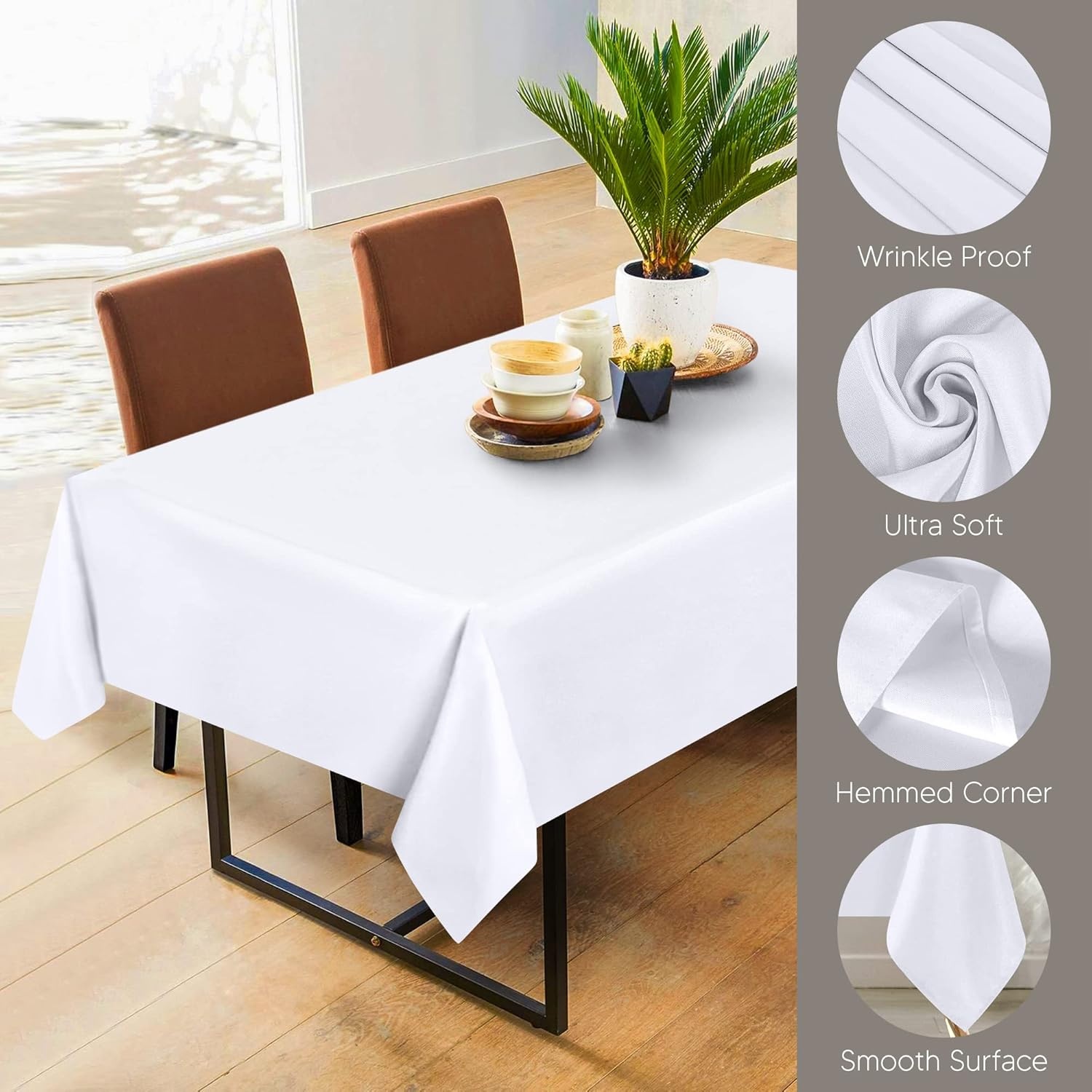 image:imageUtopia Kitchen Rectangle Table Cloth 1 Pack Tablecloth Machine Washable Polyester Table Cover for Dining Buffet Parties Picnics Events Weddings and Restaurants 52x70 Inches BlackWhite