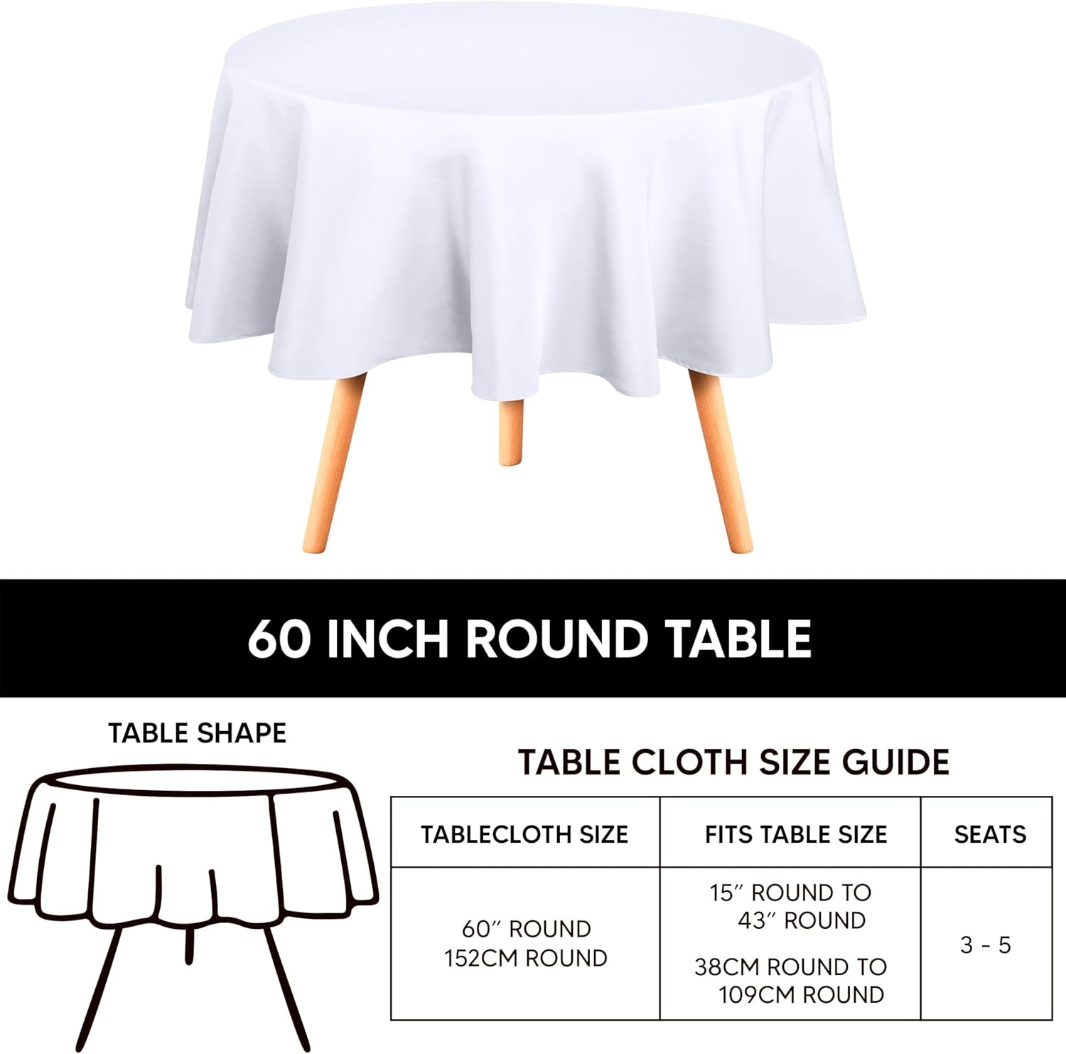 image:imageUtopia Kitchen Rectangle Table Cloth 1 Pack Tablecloth Machine Washable Polyester Table Cover for Dining Buffet Parties Picnics Events Weddings and Restaurants 52x70 Inches BlackWhite