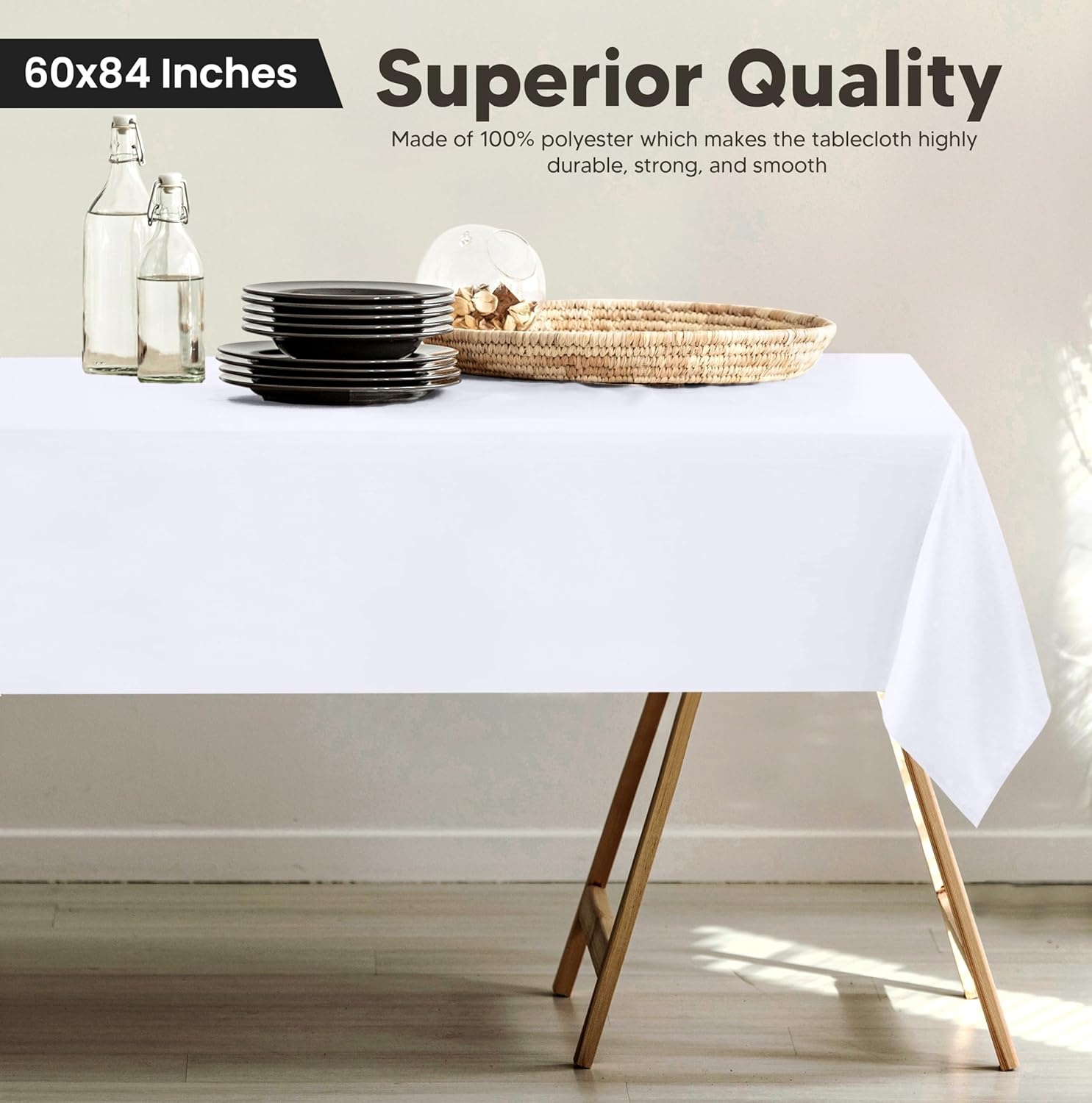image:imageUtopia Kitchen Rectangle Table Cloth 1 Pack Tablecloth Machine Washable Polyester Table Cover for Dining Buffet Parties Picnics Events Weddings and Restaurants 52x70 Inches BlackWhite