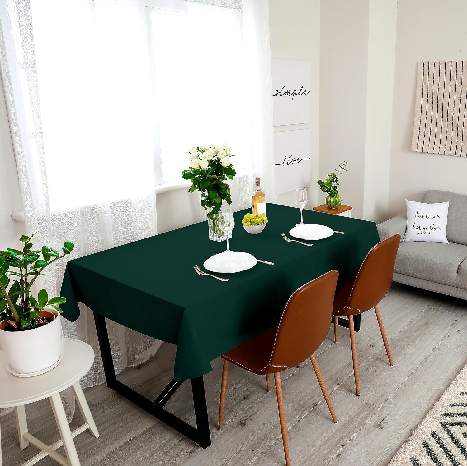 image:imageUtopia Kitchen Rectangle Table Cloth 1 Pack Tablecloth Machine Washable Polyester Table Cover for Dining Buffet Parties Picnics Events Weddings and Restaurants 52x70 Inches BlackHunter Green