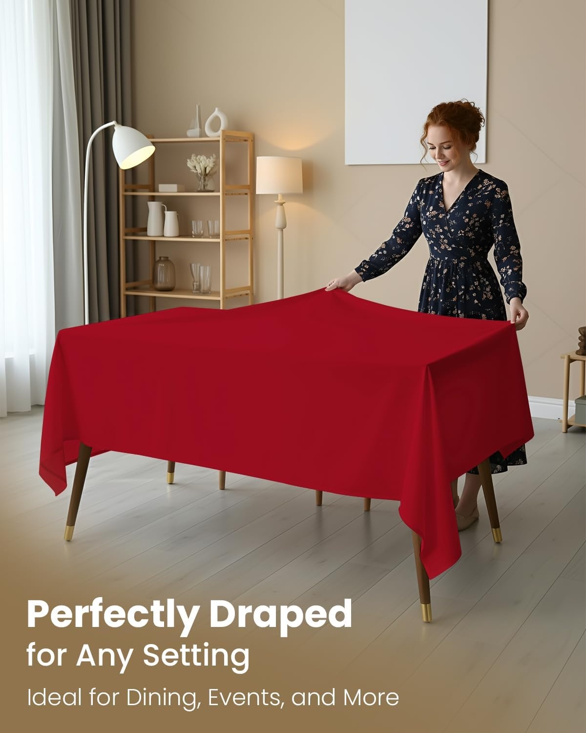 image:imageUtopia Kitchen Rectangle Table Cloth 1 Pack Tablecloth Machine Washable Polyester Table Cover for Dining Buffet Parties Picnics Events Weddings and Restaurants 52x70 Inches BlackRed