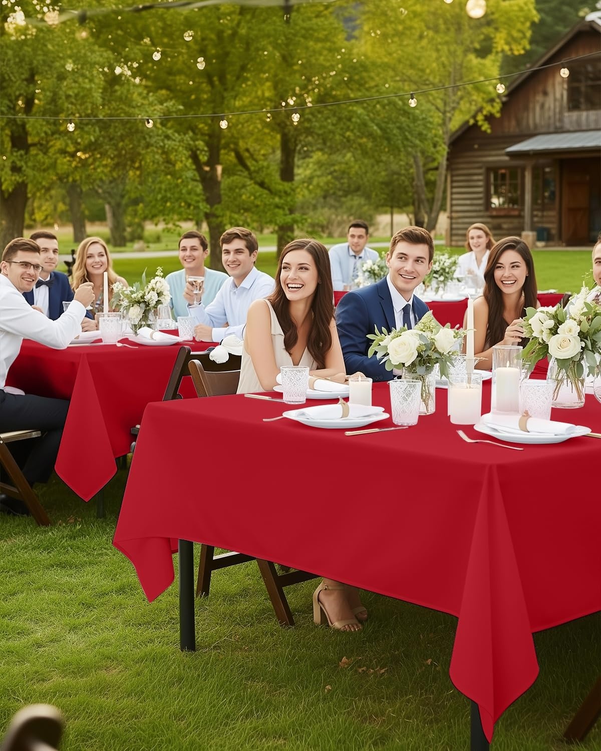 image:imageUtopia Kitchen Rectangle Table Cloth 1 Pack Tablecloth Machine Washable Polyester Table Cover for Dining Buffet Parties Picnics Events Weddings and Restaurants 52x70 Inches BlackRed