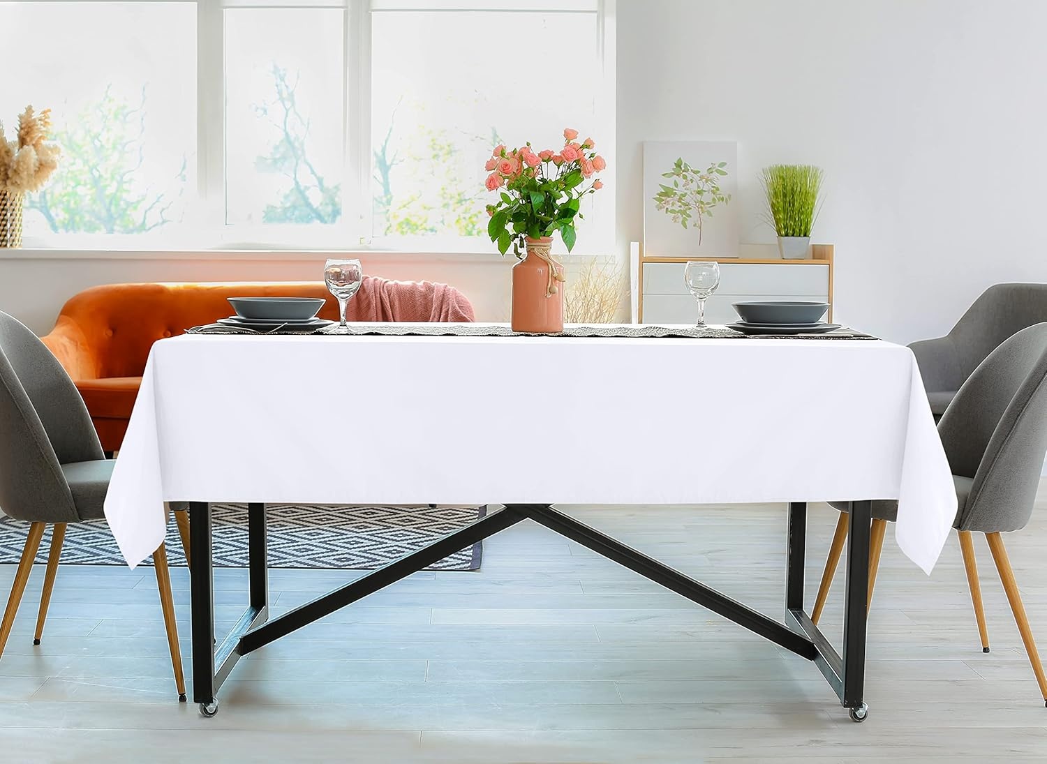 image:imageUtopia Kitchen Rectangle Table Cloth 1 Pack Tablecloth Machine Washable Polyester Table Cover for Dining Buffet Parties Picnics Events Weddings and Restaurants 52x70 Inches BlackWhite