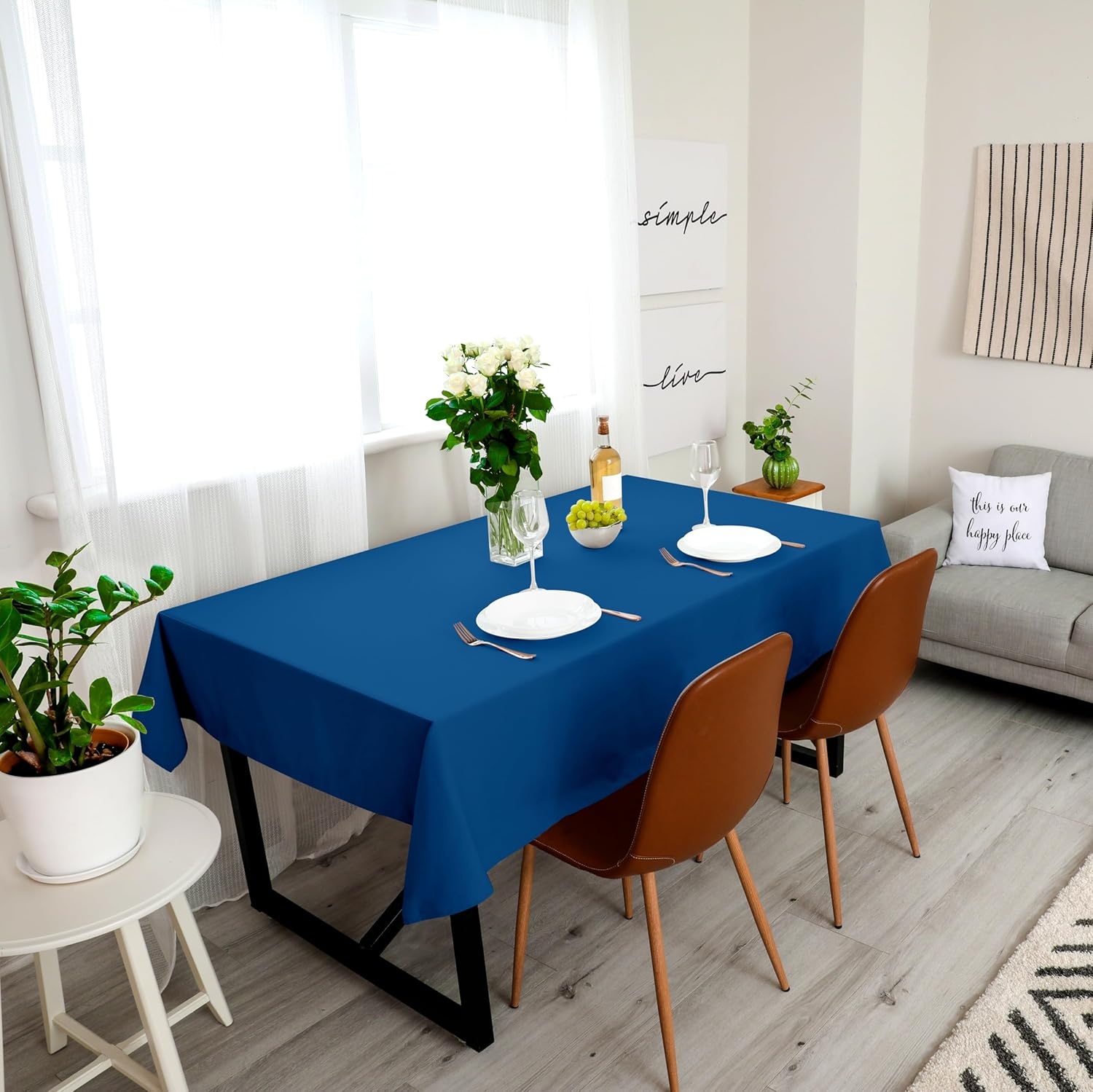 image:imageUtopia Kitchen Rectangle Table Cloth 1 Pack Tablecloth Machine Washable Polyester Table Cover for Dining Buffet Parties Picnics Events Weddings and Restaurants 52x70 Inches BlackRoyal Blue