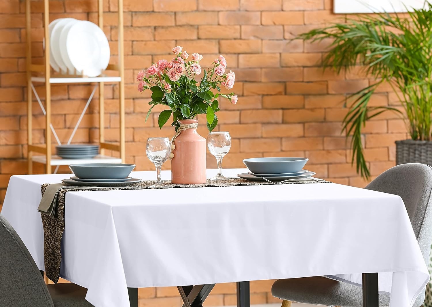 image:imageUtopia Kitchen Rectangle Table Cloth 1 Pack Tablecloth Machine Washable Polyester Table Cover for Dining Buffet Parties Picnics Events Weddings and Restaurants 52x70 Inches BlackWhite