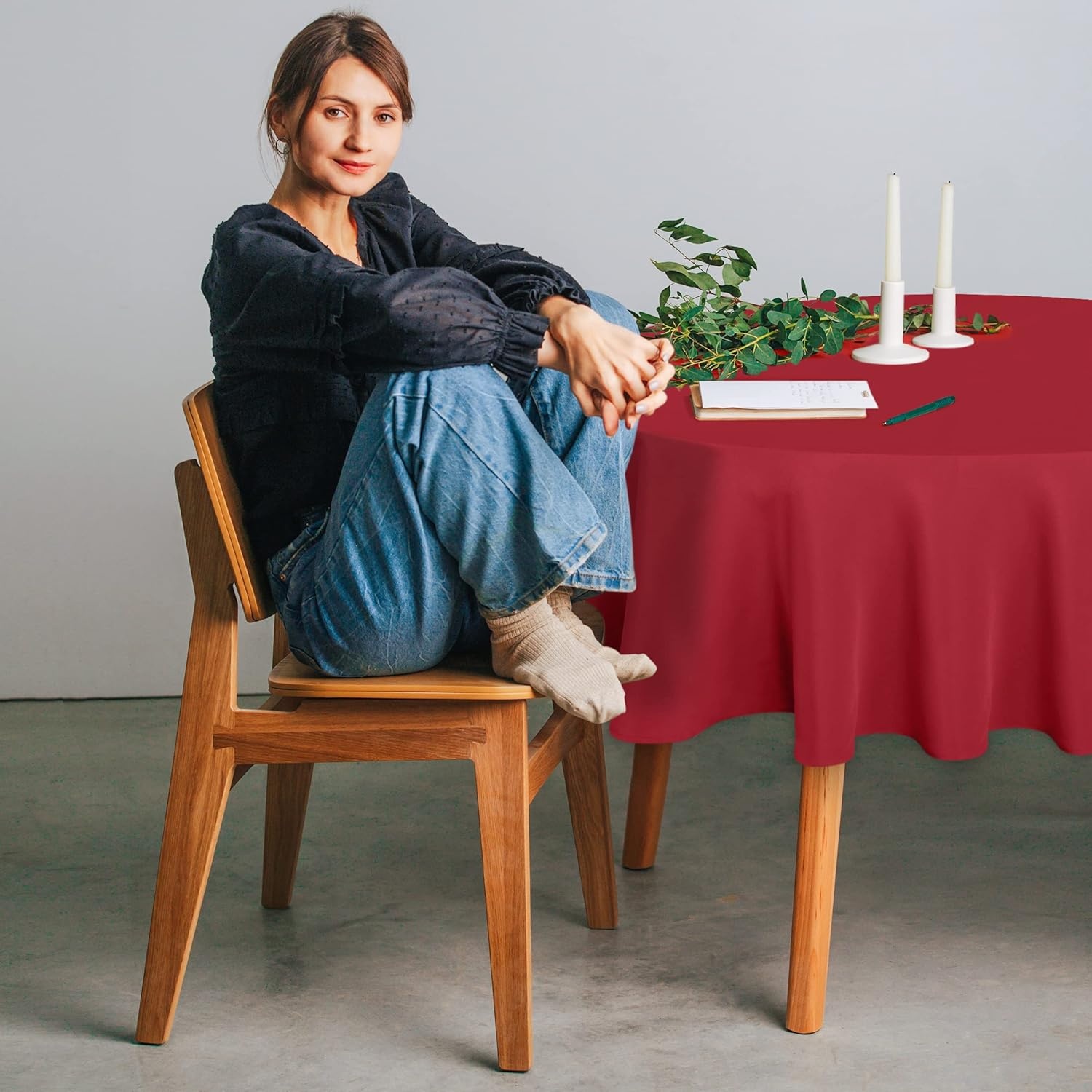 image:imageUtopia Kitchen Rectangle Table Cloth 1 Pack Tablecloth Machine Washable Polyester Table Cover for Dining Buffet Parties Picnics Events Weddings and Restaurants 52x70 Inches BlackRed