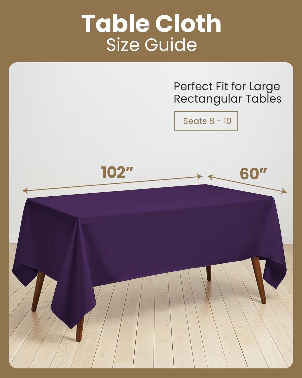 image:imageUtopia Kitchen Rectangle Table Cloth 1 Pack Tablecloth Machine Washable Polyester Table Cover for Dining Buffet Parties Picnics Events Weddings and Restaurants 52x70 Inches BlackPurple