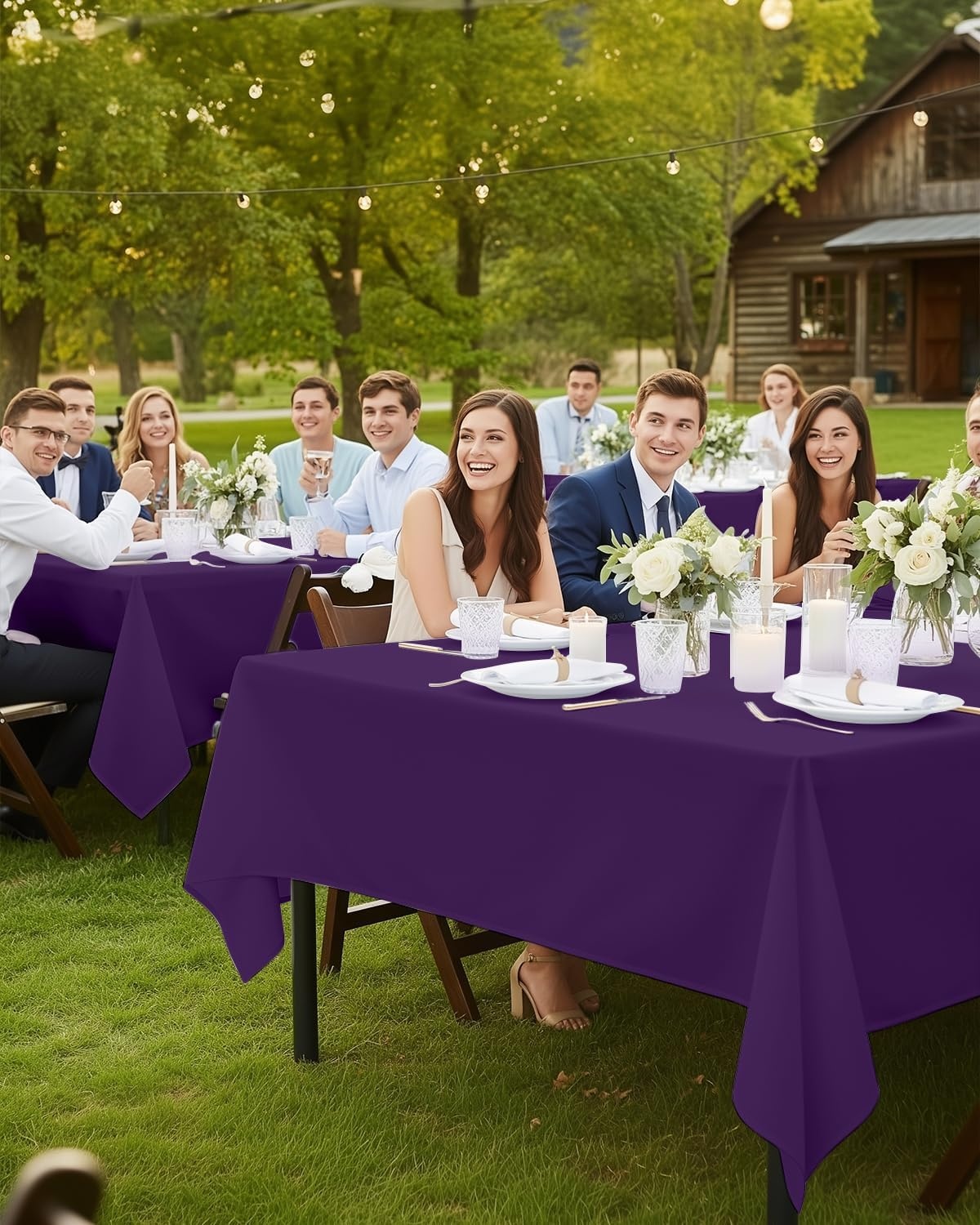 image:imageUtopia Kitchen Rectangle Table Cloth 1 Pack Tablecloth Machine Washable Polyester Table Cover for Dining Buffet Parties Picnics Events Weddings and Restaurants 52x70 Inches BlackPurple