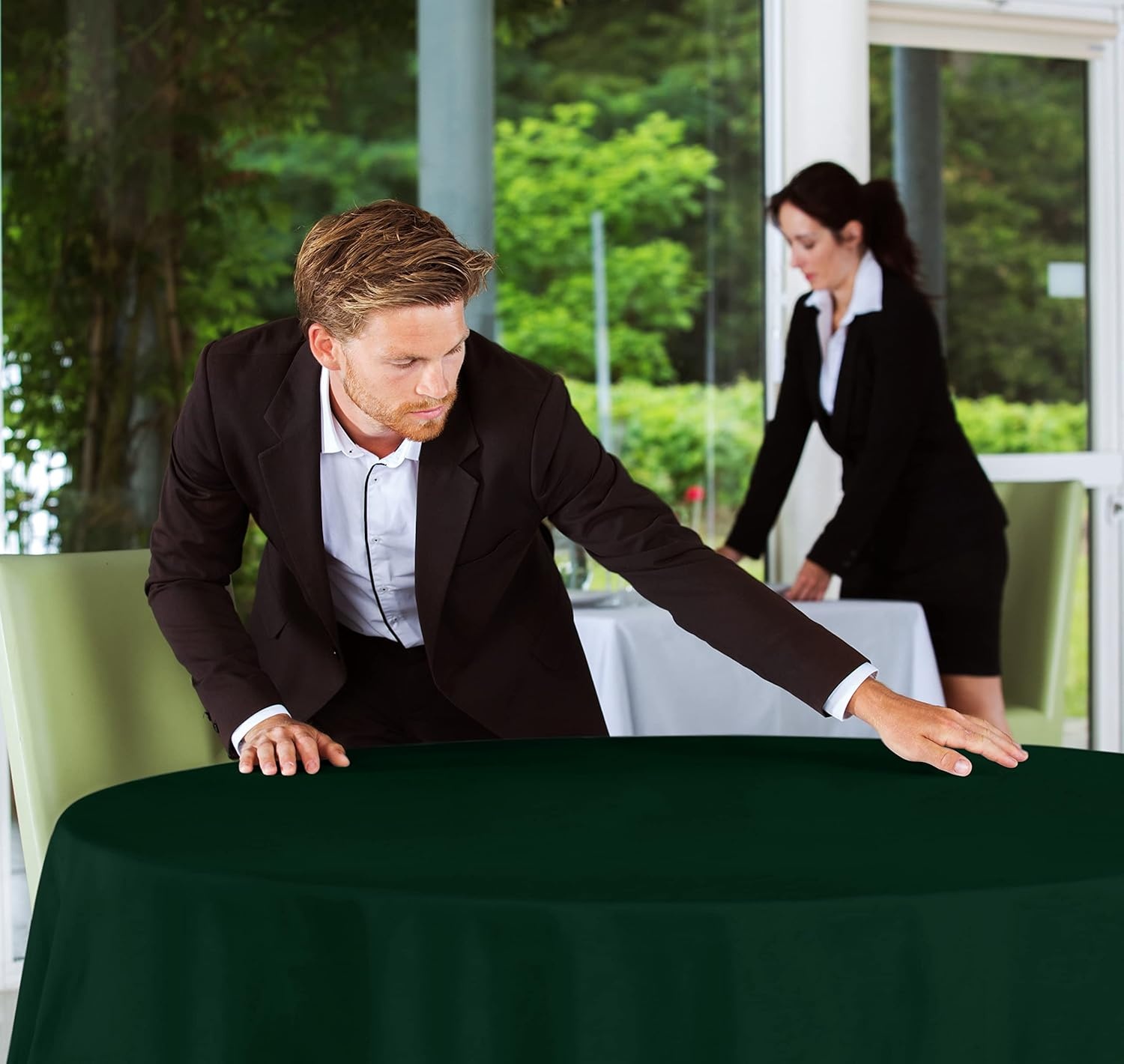 image:imageUtopia Kitchen Rectangle Table Cloth 1 Pack Tablecloth Machine Washable Polyester Table Cover for Dining Buffet Parties Picnics Events Weddings and Restaurants 52x70 Inches BlackHunter Green