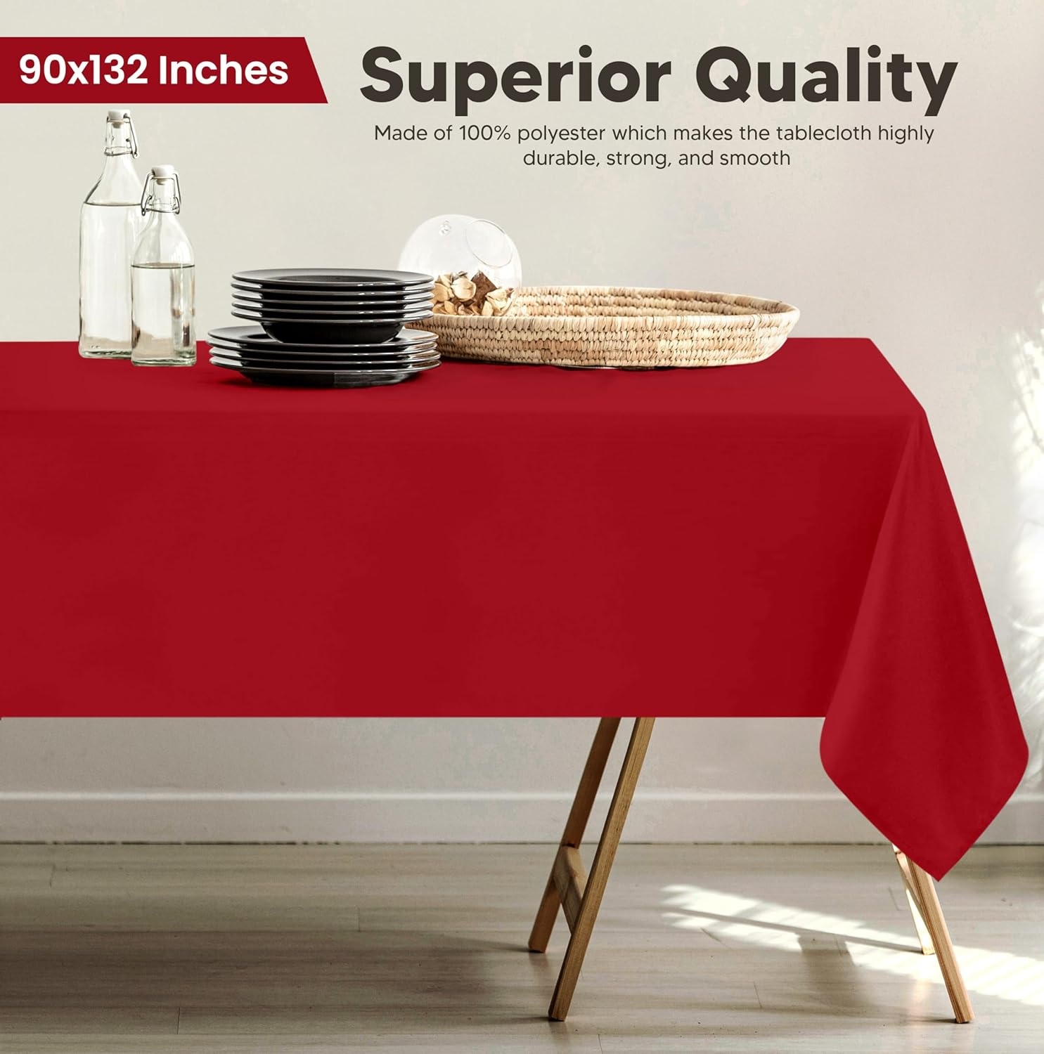 image:imageUtopia Kitchen Rectangle Table Cloth 1 Pack Tablecloth Machine Washable Polyester Table Cover for Dining Buffet Parties Picnics Events Weddings and Restaurants 52x70 Inches BlackRed