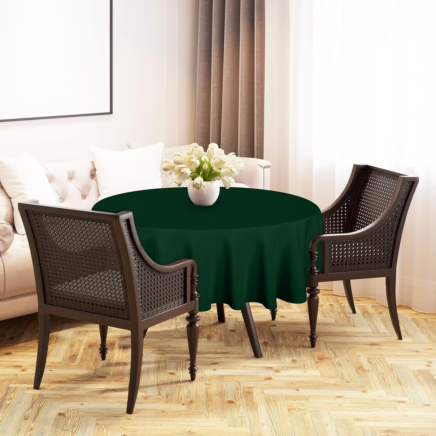 image:imageUtopia Kitchen Rectangle Table Cloth 1 Pack Tablecloth Machine Washable Polyester Table Cover for Dining Buffet Parties Picnics Events Weddings and Restaurants 52x70 Inches BlackHunter Green
