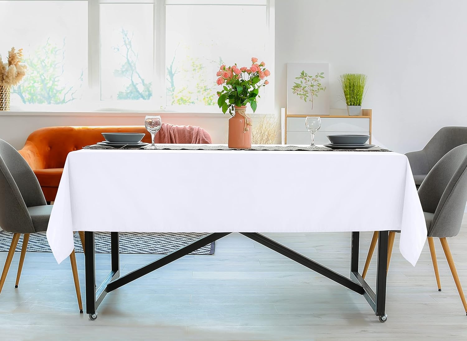 image:imageUtopia Kitchen Rectangle Table Cloth 1 Pack Tablecloth Machine Washable Polyester Table Cover for Dining Buffet Parties Picnics Events Weddings and Restaurants 52x70 Inches BlackWhite