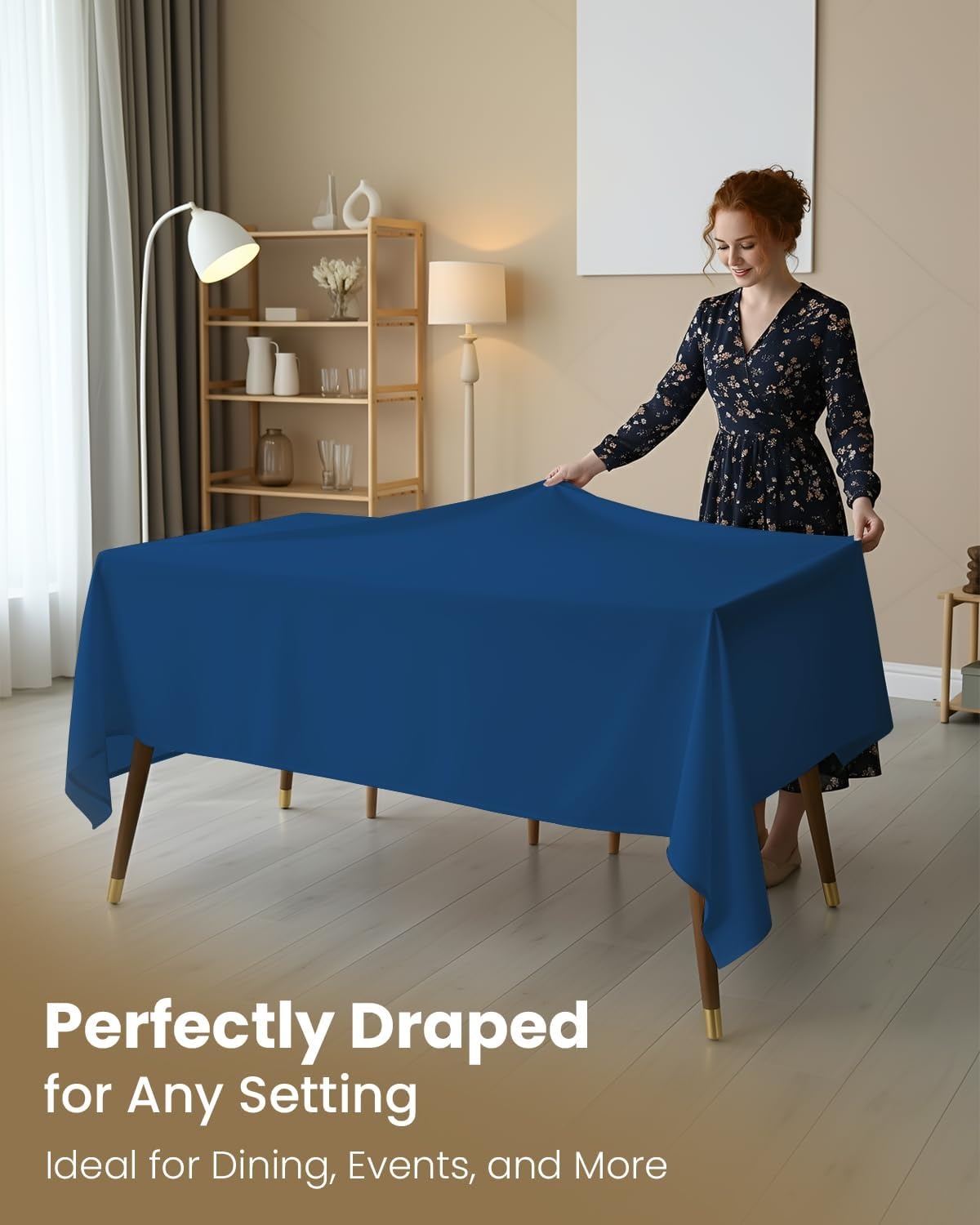 image:imageUtopia Kitchen Rectangle Table Cloth 1 Pack Tablecloth Machine Washable Polyester Table Cover for Dining Buffet Parties Picnics Events Weddings and Restaurants 52x70 Inches BlackRoyal Blue