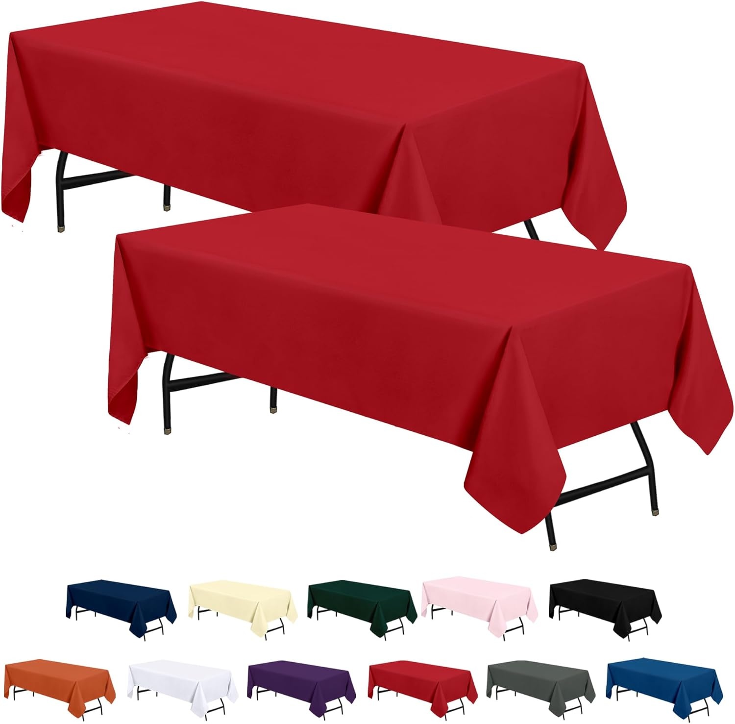 image:imageUtopia Kitchen Rectangle Table Cloth 1 Pack Tablecloth Machine Washable Polyester Table Cover for Dining Buffet Parties Picnics Events Weddings and Restaurants 52x70 Inches BlackRed