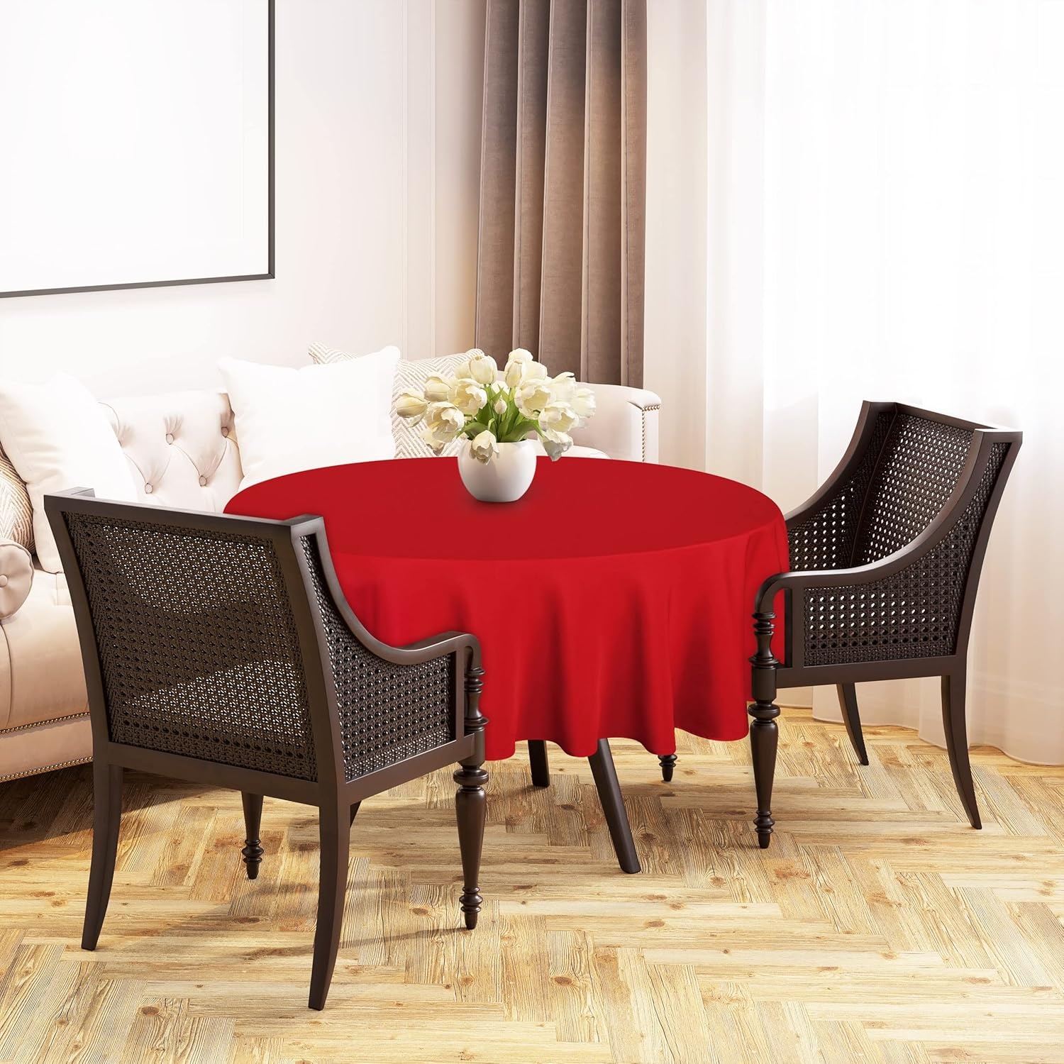 image:imageUtopia Kitchen Rectangle Table Cloth 1 Pack Tablecloth Machine Washable Polyester Table Cover for Dining Buffet Parties Picnics Events Weddings and Restaurants 52x70 Inches BlackRed