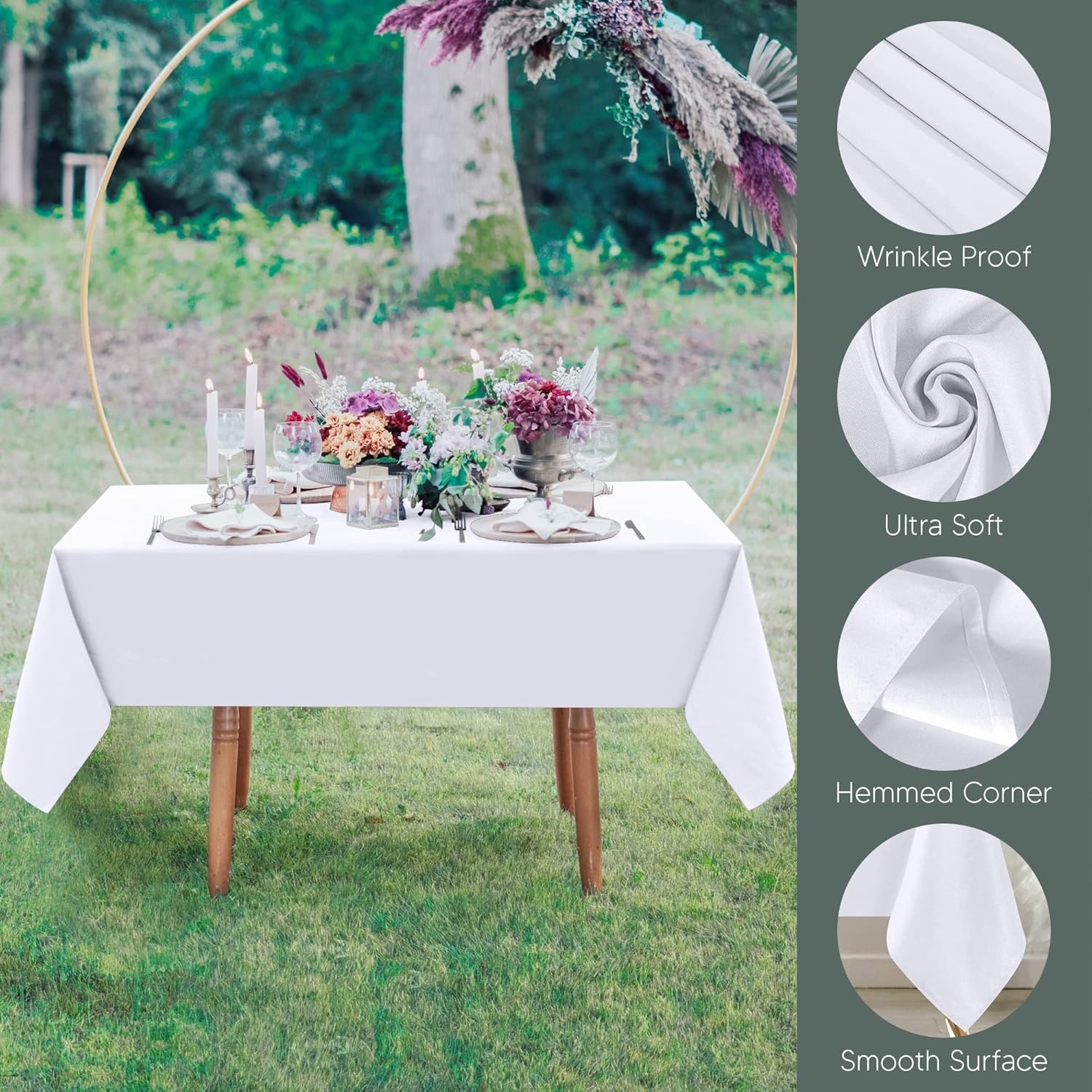 image:imageUtopia Kitchen Rectangle Table Cloth 1 Pack Tablecloth Machine Washable Polyester Table Cover for Dining Buffet Parties Picnics Events Weddings and Restaurants 52x70 Inches BlackWhite
