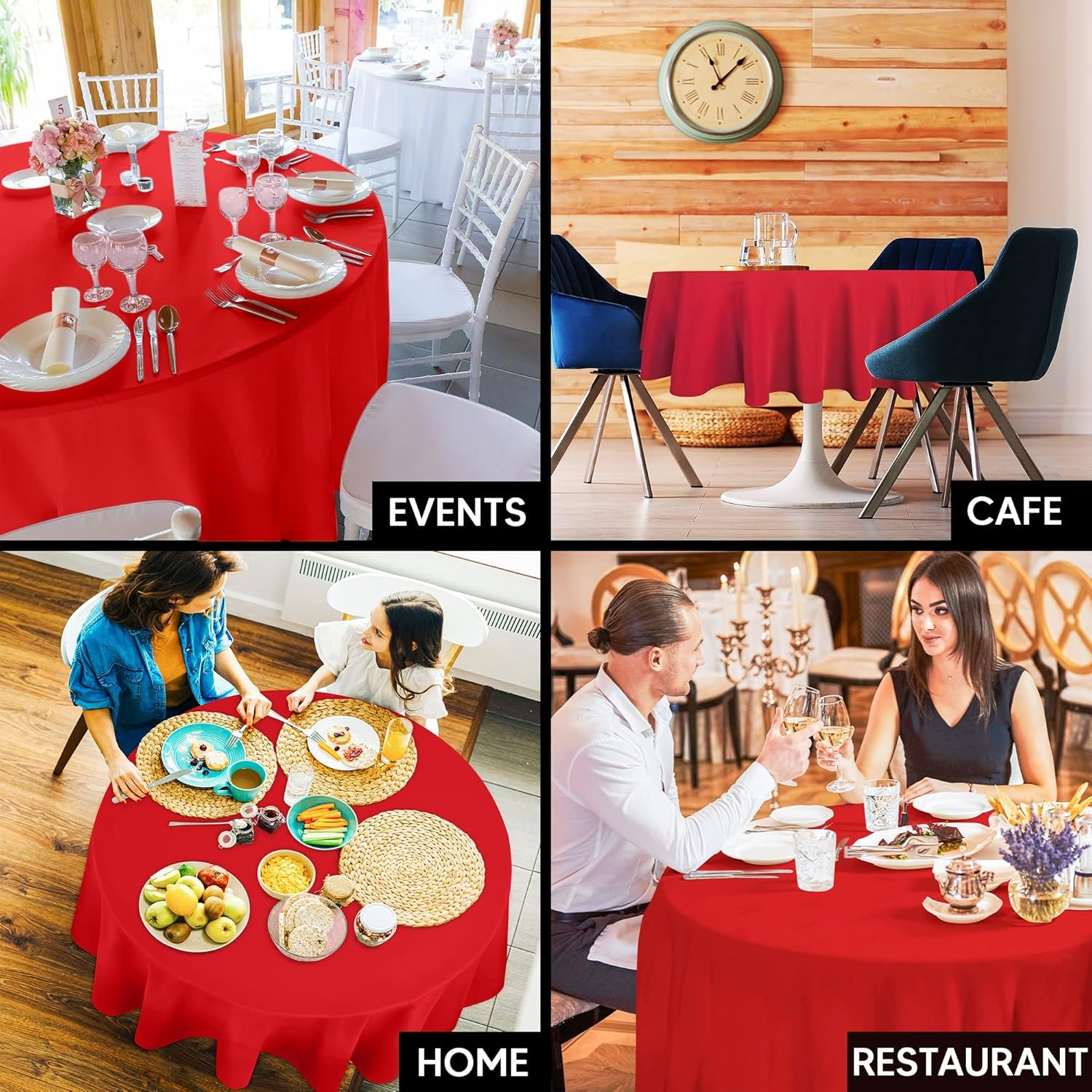image:imageUtopia Kitchen Rectangle Table Cloth 1 Pack Tablecloth Machine Washable Polyester Table Cover for Dining Buffet Parties Picnics Events Weddings and Restaurants 52x70 Inches BlackRed