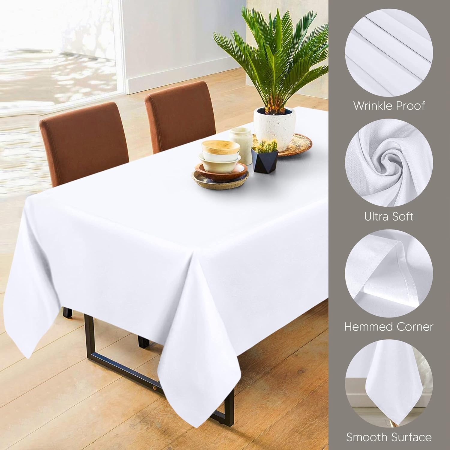 image:imageUtopia Kitchen Rectangle Table Cloth 1 Pack Tablecloth Machine Washable Polyester Table Cover for Dining Buffet Parties Picnics Events Weddings and Restaurants 52x70 Inches BlackWhite