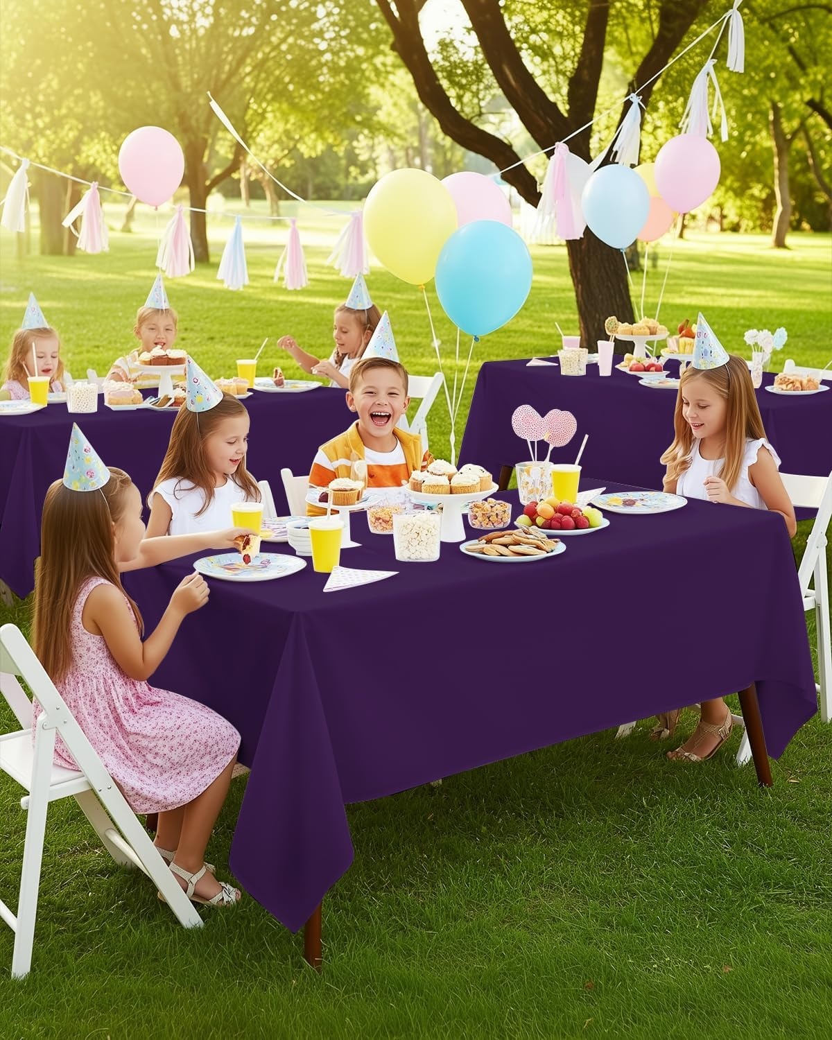 image:imageUtopia Kitchen Rectangle Table Cloth 1 Pack Tablecloth Machine Washable Polyester Table Cover for Dining Buffet Parties Picnics Events Weddings and Restaurants 52x70 Inches BlackPurple