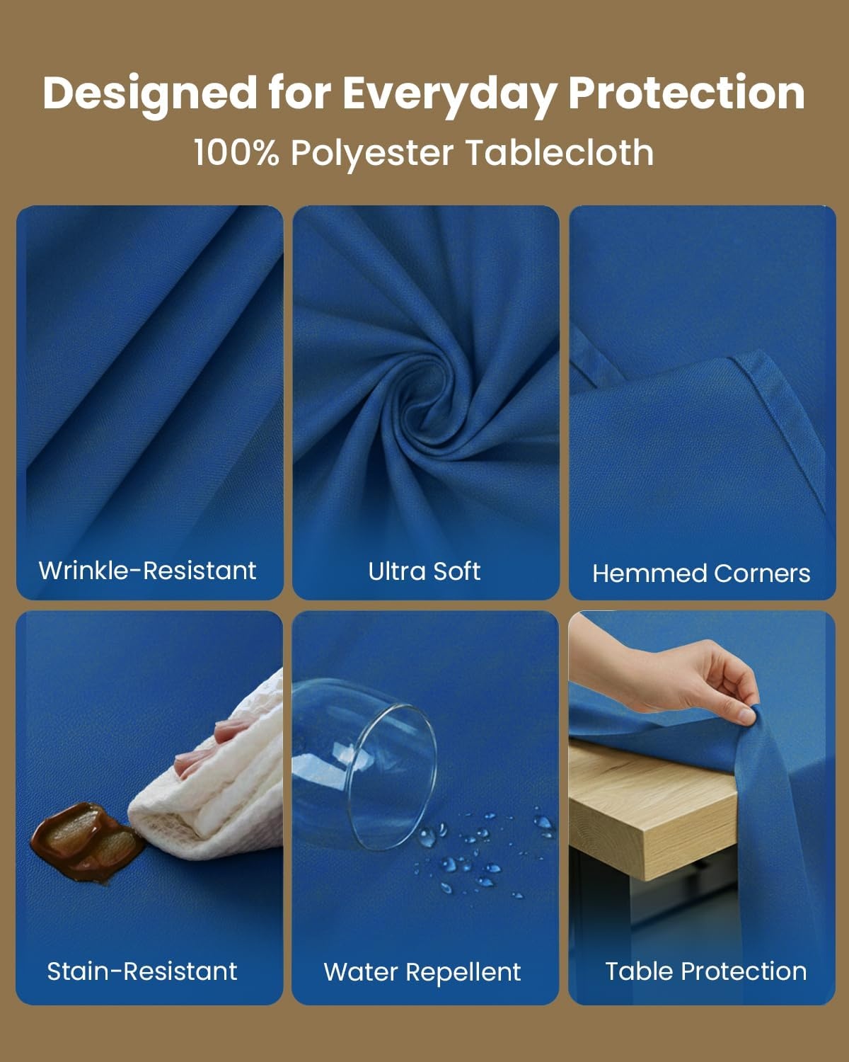 image:imageUtopia Kitchen Rectangle Table Cloth 1 Pack Tablecloth Machine Washable Polyester Table Cover for Dining Buffet Parties Picnics Events Weddings and Restaurants 52x70 Inches BlackRoyal Blue