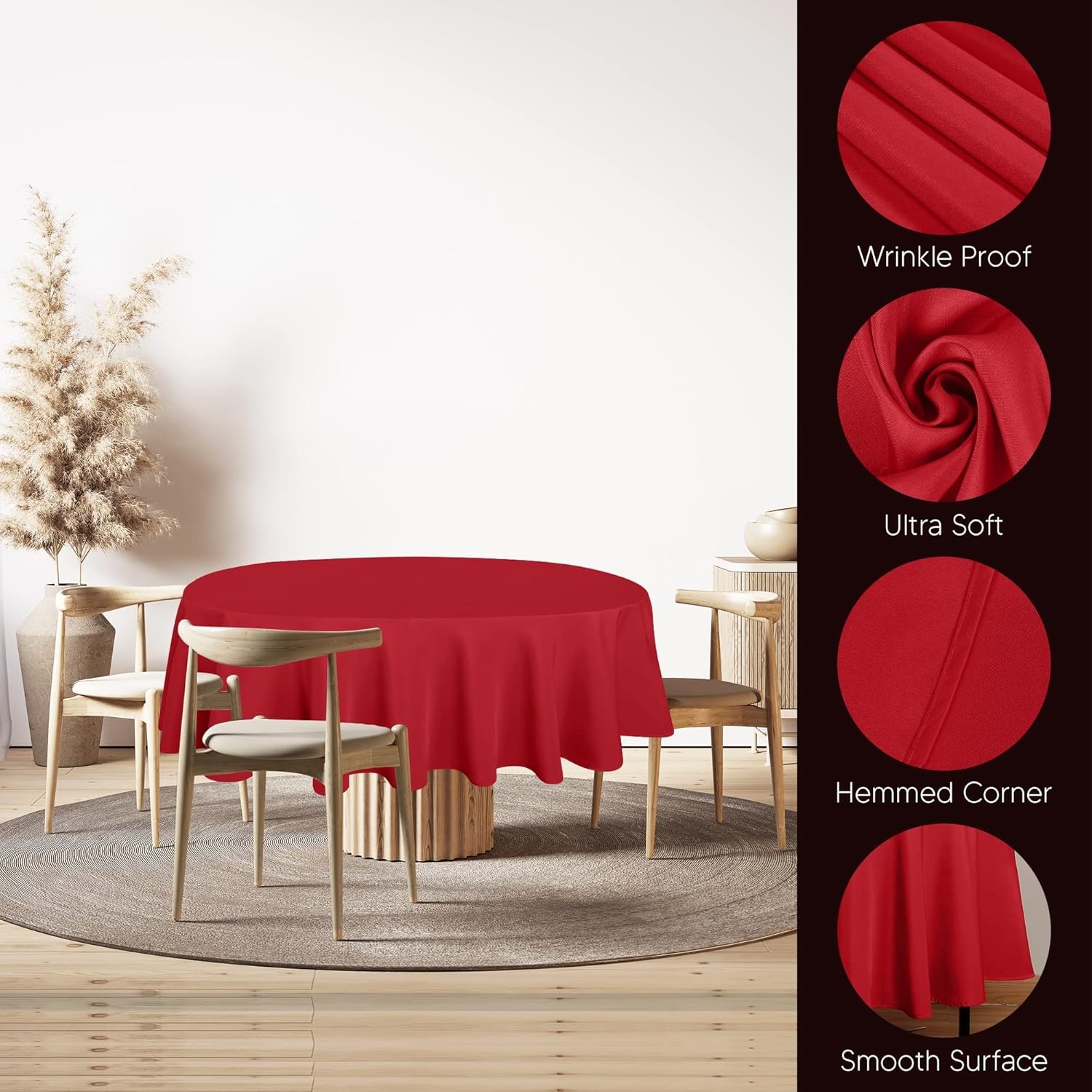 image:imageUtopia Kitchen Rectangle Table Cloth 1 Pack Tablecloth Machine Washable Polyester Table Cover for Dining Buffet Parties Picnics Events Weddings and Restaurants 52x70 Inches BlackRed