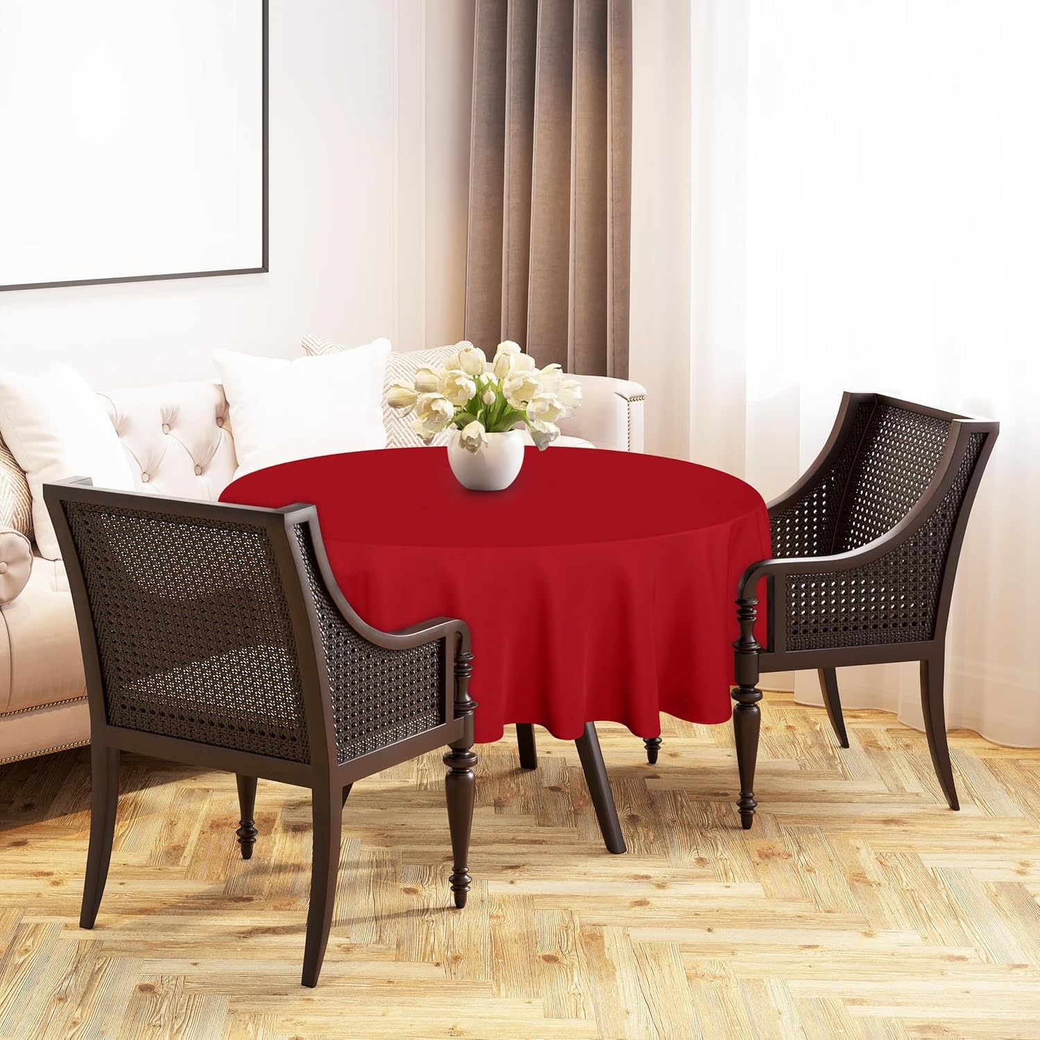 image:imageUtopia Kitchen Rectangle Table Cloth 1 Pack Tablecloth Machine Washable Polyester Table Cover for Dining Buffet Parties Picnics Events Weddings and Restaurants 52x70 Inches BlackRed