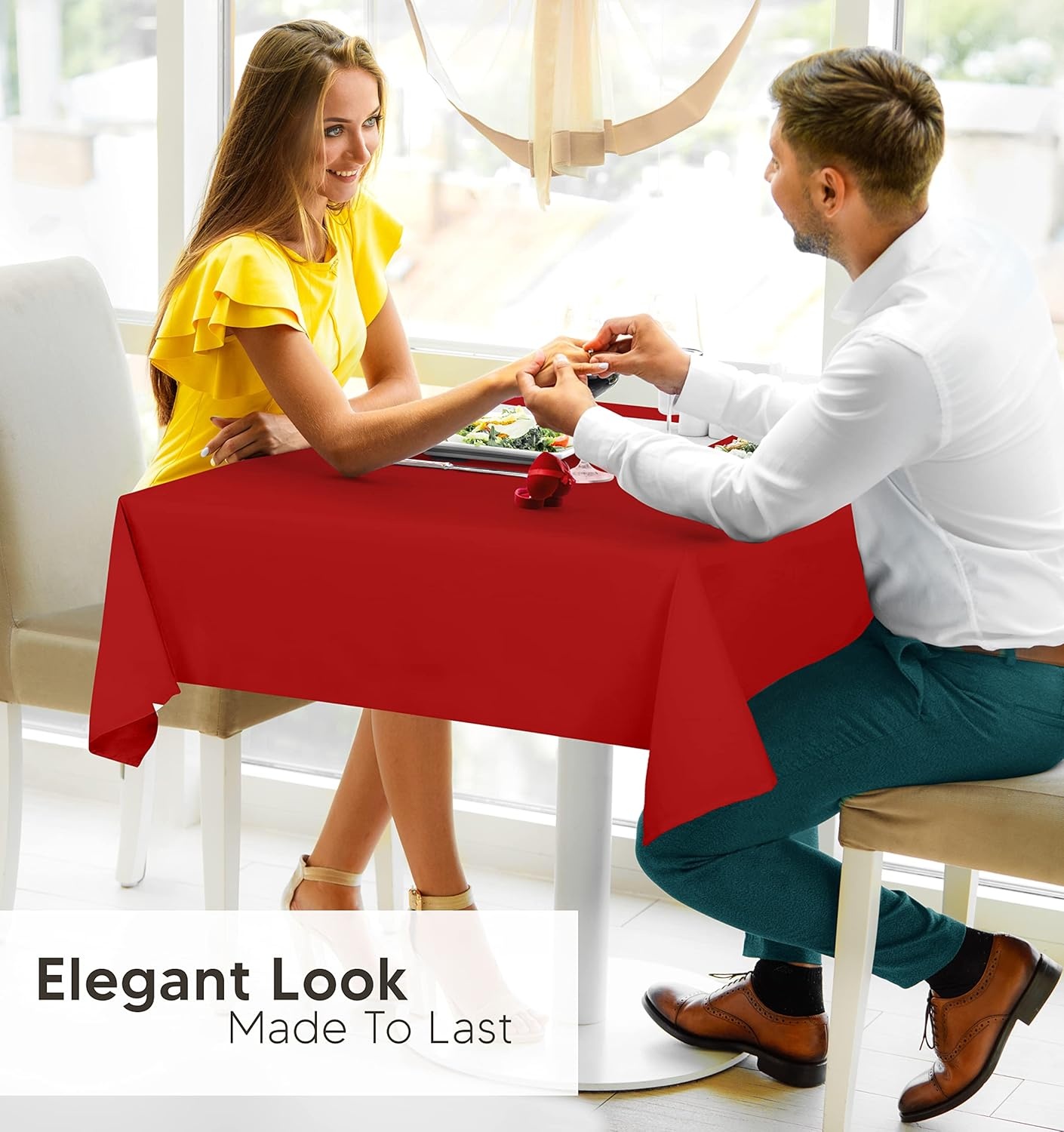 image:imageUtopia Kitchen Rectangle Table Cloth 1 Pack Tablecloth Machine Washable Polyester Table Cover for Dining Buffet Parties Picnics Events Weddings and Restaurants 52x70 Inches BlackRed
