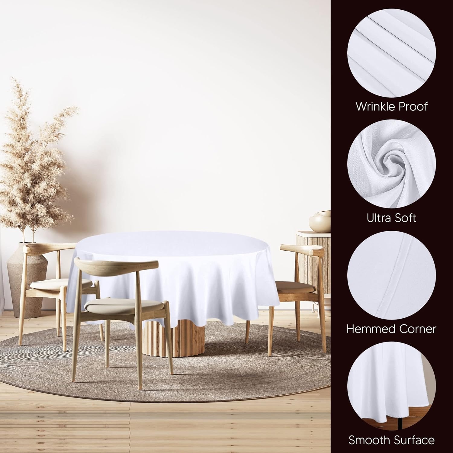 image:imageUtopia Kitchen Rectangle Table Cloth 1 Pack Tablecloth Machine Washable Polyester Table Cover for Dining Buffet Parties Picnics Events Weddings and Restaurants 52x70 Inches BlackWhite