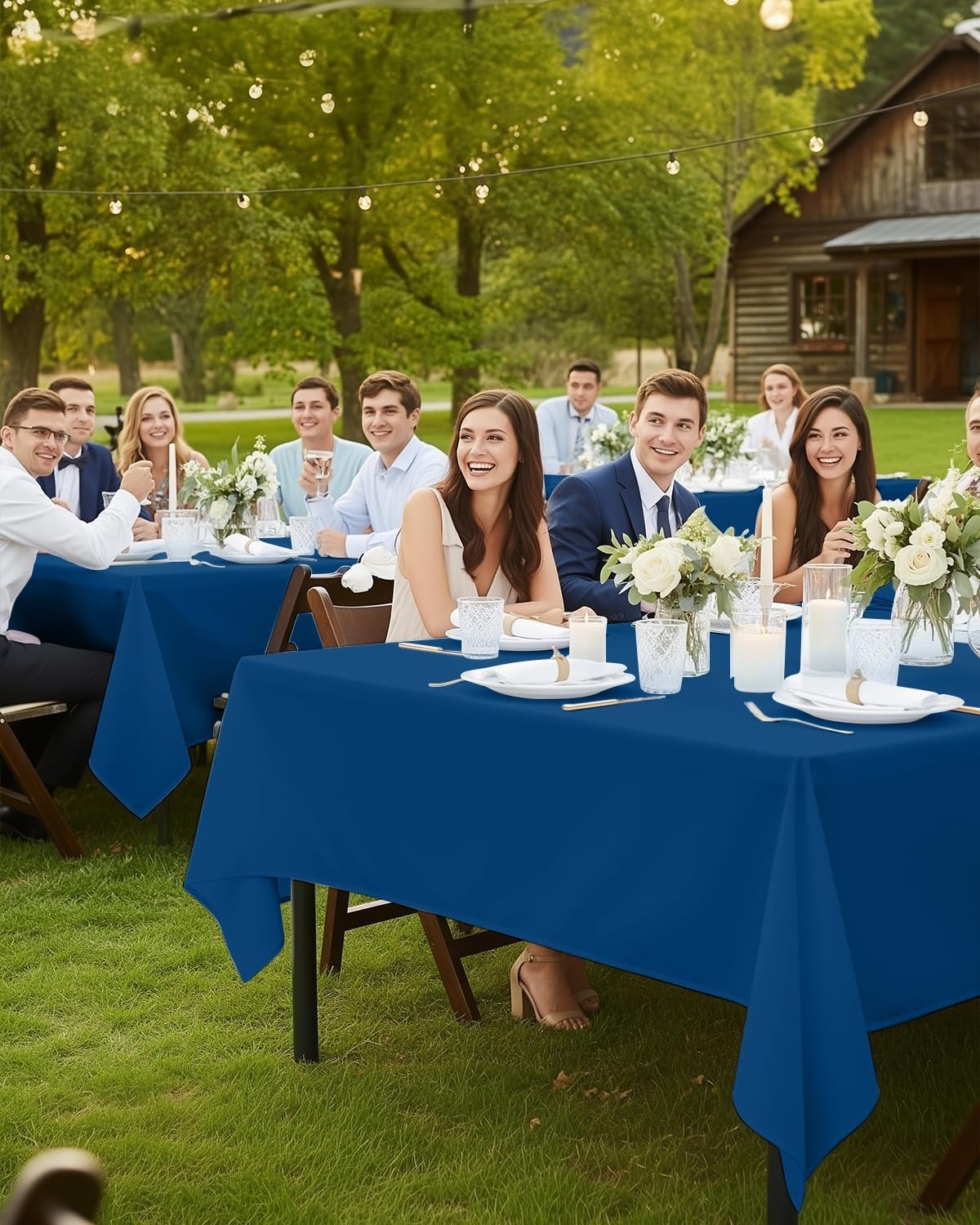 image:imageUtopia Kitchen Rectangle Table Cloth 1 Pack Tablecloth Machine Washable Polyester Table Cover for Dining Buffet Parties Picnics Events Weddings and Restaurants 52x70 Inches BlackRoyal Blue