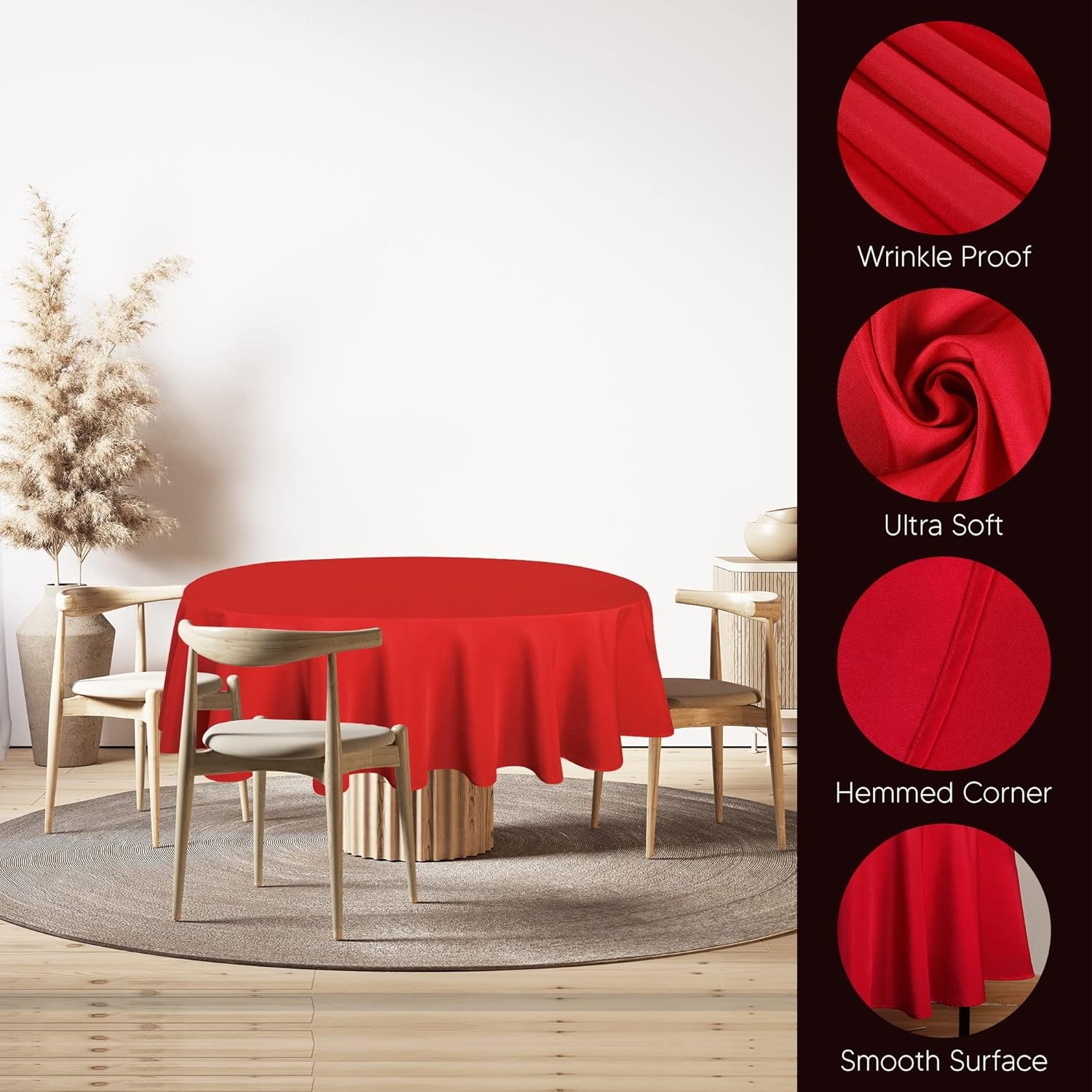 image:imageUtopia Kitchen Rectangle Table Cloth 1 Pack Tablecloth Machine Washable Polyester Table Cover for Dining Buffet Parties Picnics Events Weddings and Restaurants 52x70 Inches BlackRed
