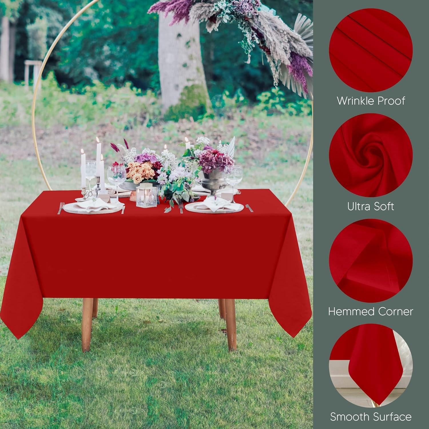 image:imageUtopia Kitchen Rectangle Table Cloth 1 Pack Tablecloth Machine Washable Polyester Table Cover for Dining Buffet Parties Picnics Events Weddings and Restaurants 52x70 Inches BlackRed