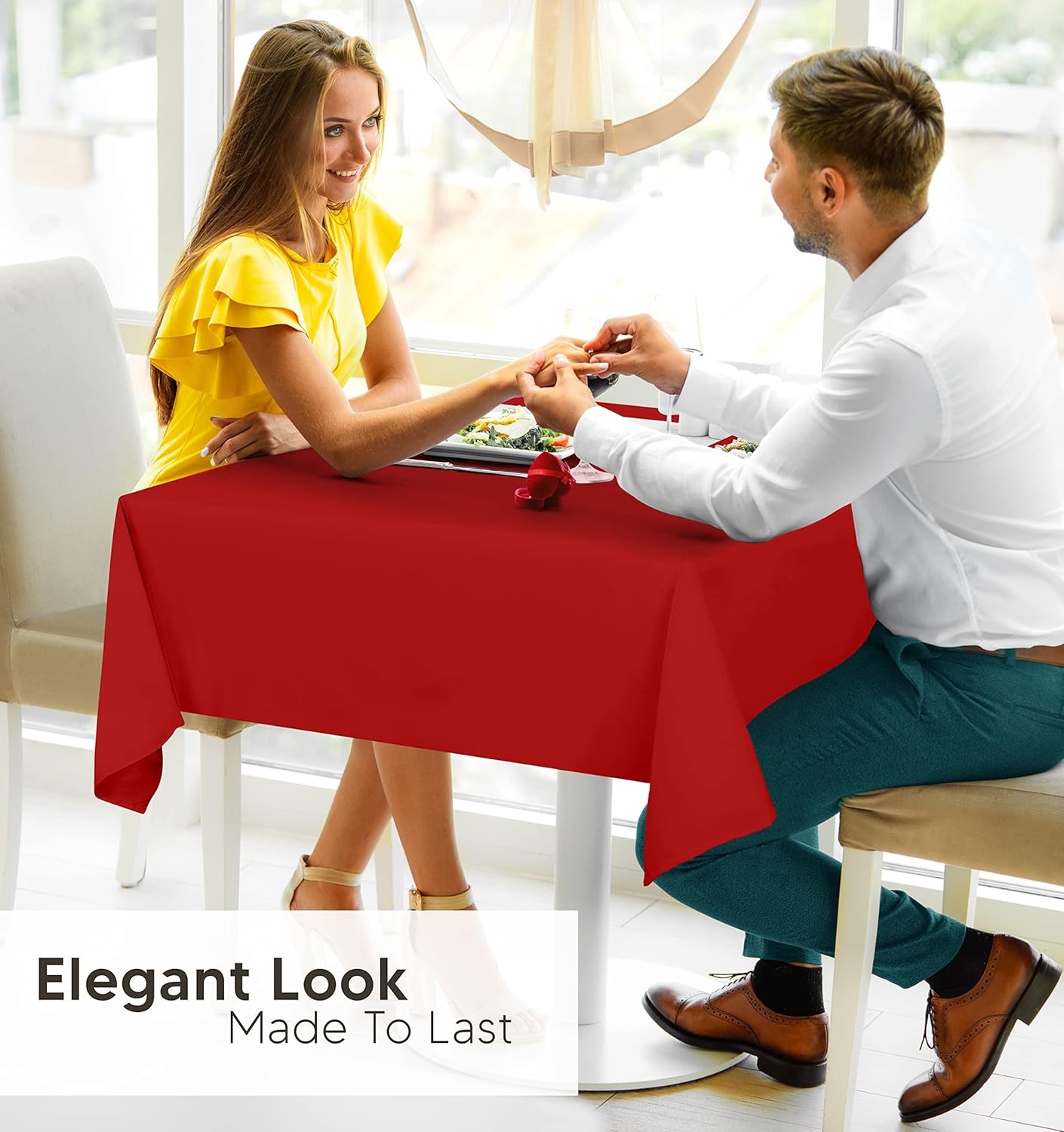 image:imageUtopia Kitchen Rectangle Table Cloth 1 Pack Tablecloth Machine Washable Polyester Table Cover for Dining Buffet Parties Picnics Events Weddings and Restaurants 52x70 Inches BlackRed