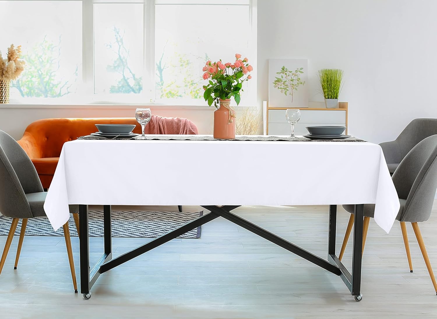 image:imageUtopia Kitchen Rectangle Table Cloth 1 Pack Tablecloth Machine Washable Polyester Table Cover for Dining Buffet Parties Picnics Events Weddings and Restaurants 52x70 Inches BlackWhite