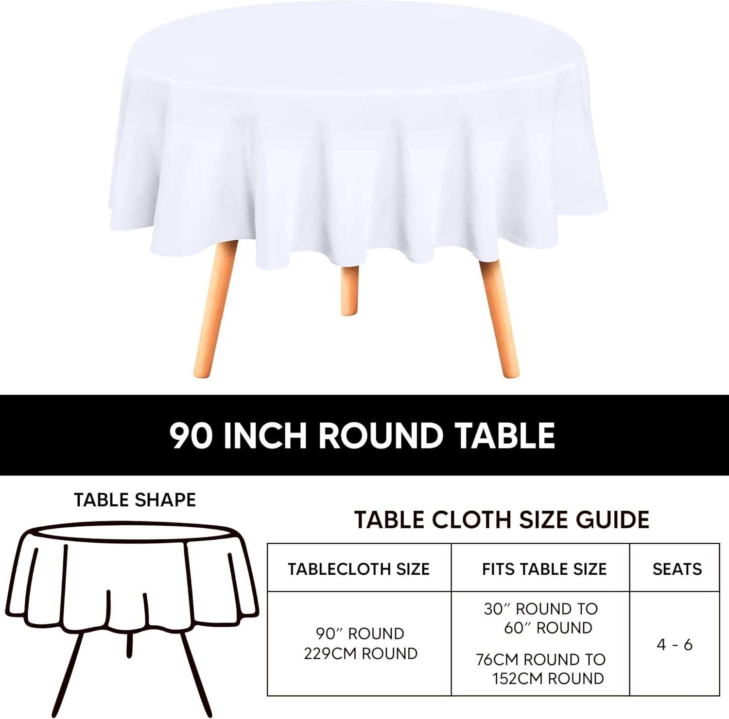 image:imageUtopia Kitchen Rectangle Table Cloth 1 Pack Tablecloth Machine Washable Polyester Table Cover for Dining Buffet Parties Picnics Events Weddings and Restaurants 52x70 Inches BlackWhite