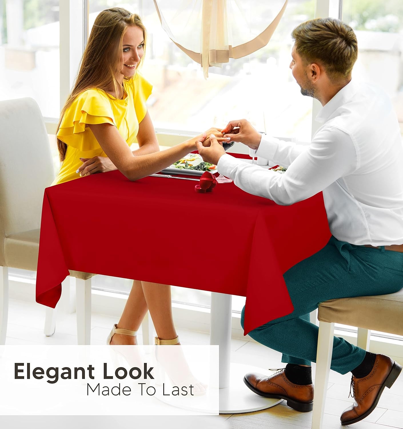 image:imageUtopia Kitchen Rectangle Table Cloth 1 Pack Tablecloth Machine Washable Polyester Table Cover for Dining Buffet Parties Picnics Events Weddings and Restaurants 52x70 Inches BlackRed