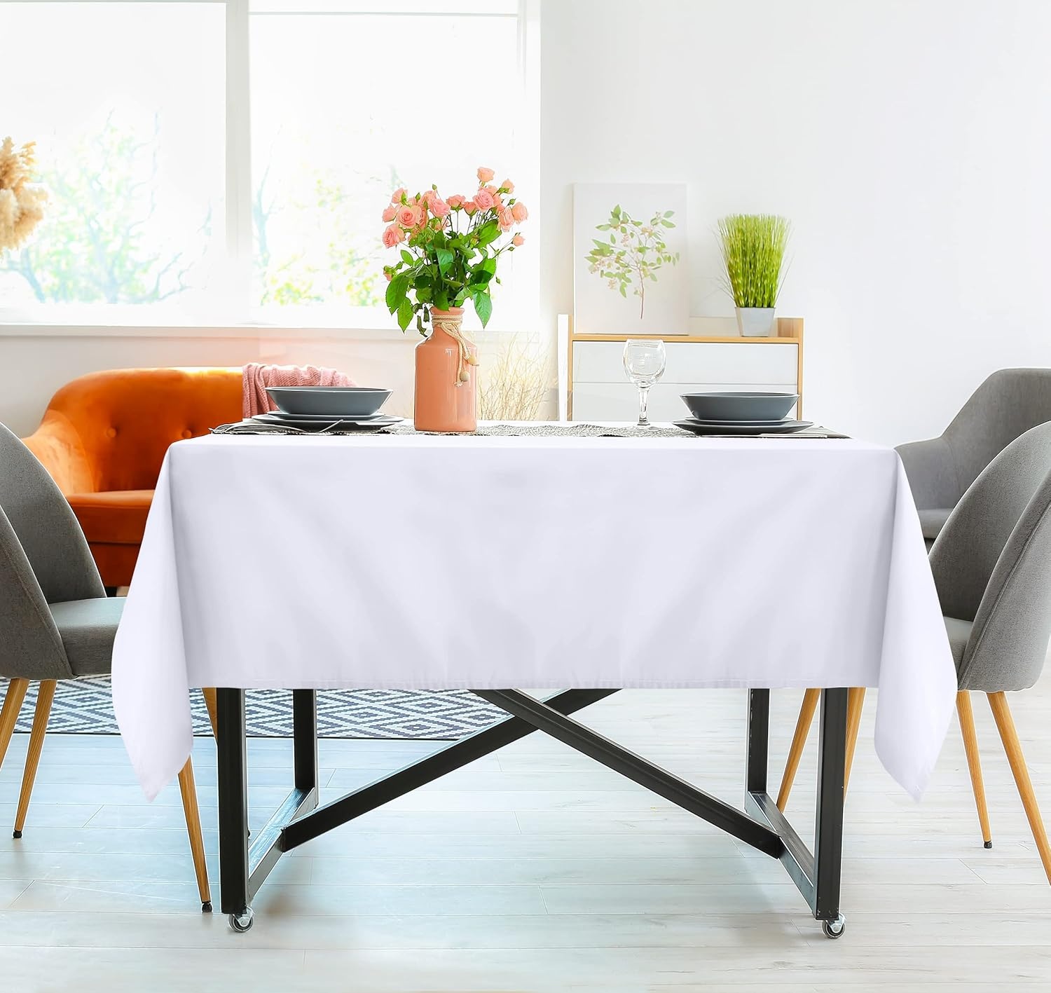 image:imageUtopia Kitchen Rectangle Table Cloth 1 Pack Tablecloth Machine Washable Polyester Table Cover for Dining Buffet Parties Picnics Events Weddings and Restaurants 52x70 Inches BlackWhite