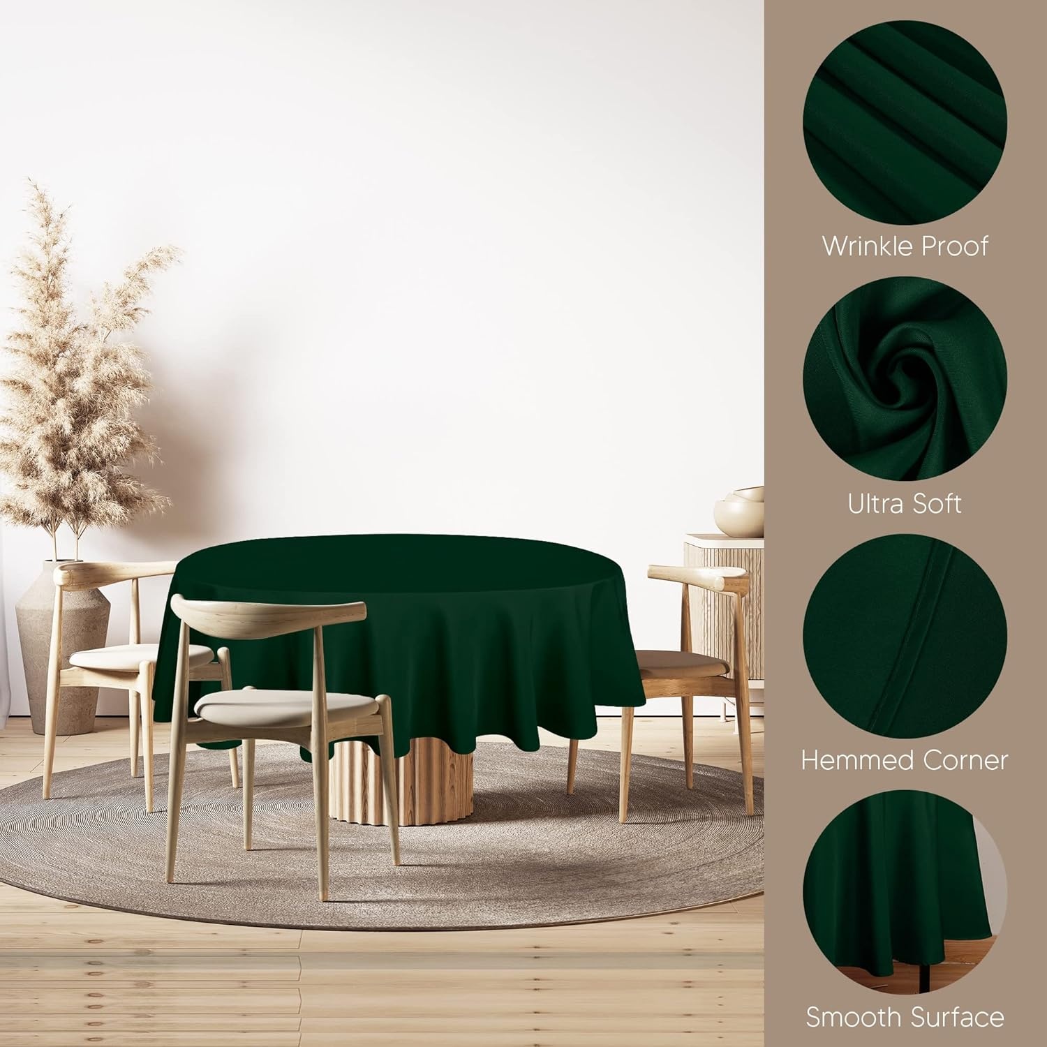 image:imageUtopia Kitchen Rectangle Table Cloth 1 Pack Tablecloth Machine Washable Polyester Table Cover for Dining Buffet Parties Picnics Events Weddings and Restaurants 52x70 Inches BlackHunter Green