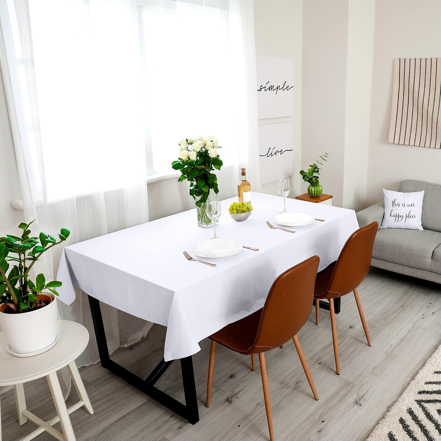 image:imageUtopia Kitchen Rectangle Table Cloth 1 Pack Tablecloth Machine Washable Polyester Table Cover for Dining Buffet Parties Picnics Events Weddings and Restaurants 52x70 Inches BlackWhite