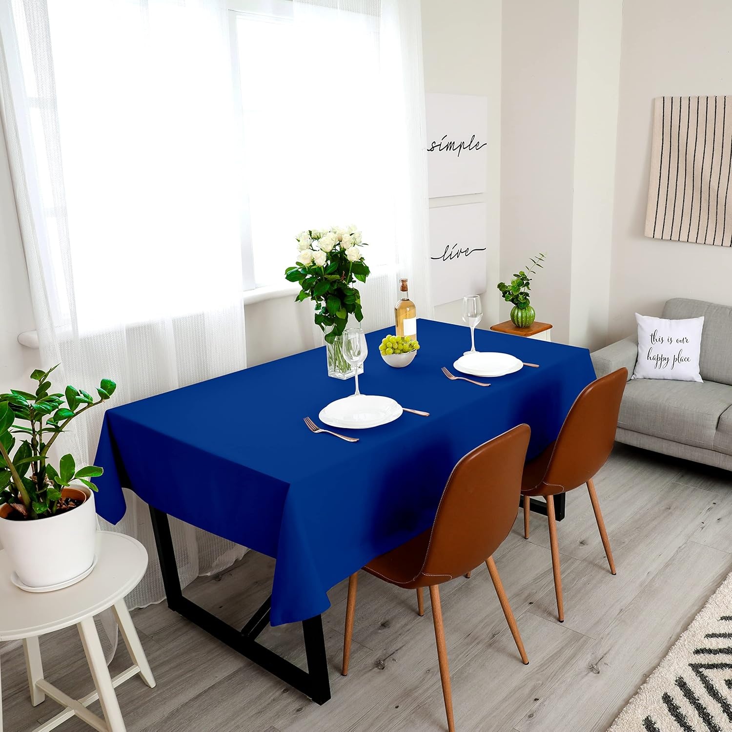 image:imageUtopia Kitchen Rectangle Table Cloth 1 Pack Tablecloth Machine Washable Polyester Table Cover for Dining Buffet Parties Picnics Events Weddings and Restaurants 52x70 Inches BlackRoyal Blue