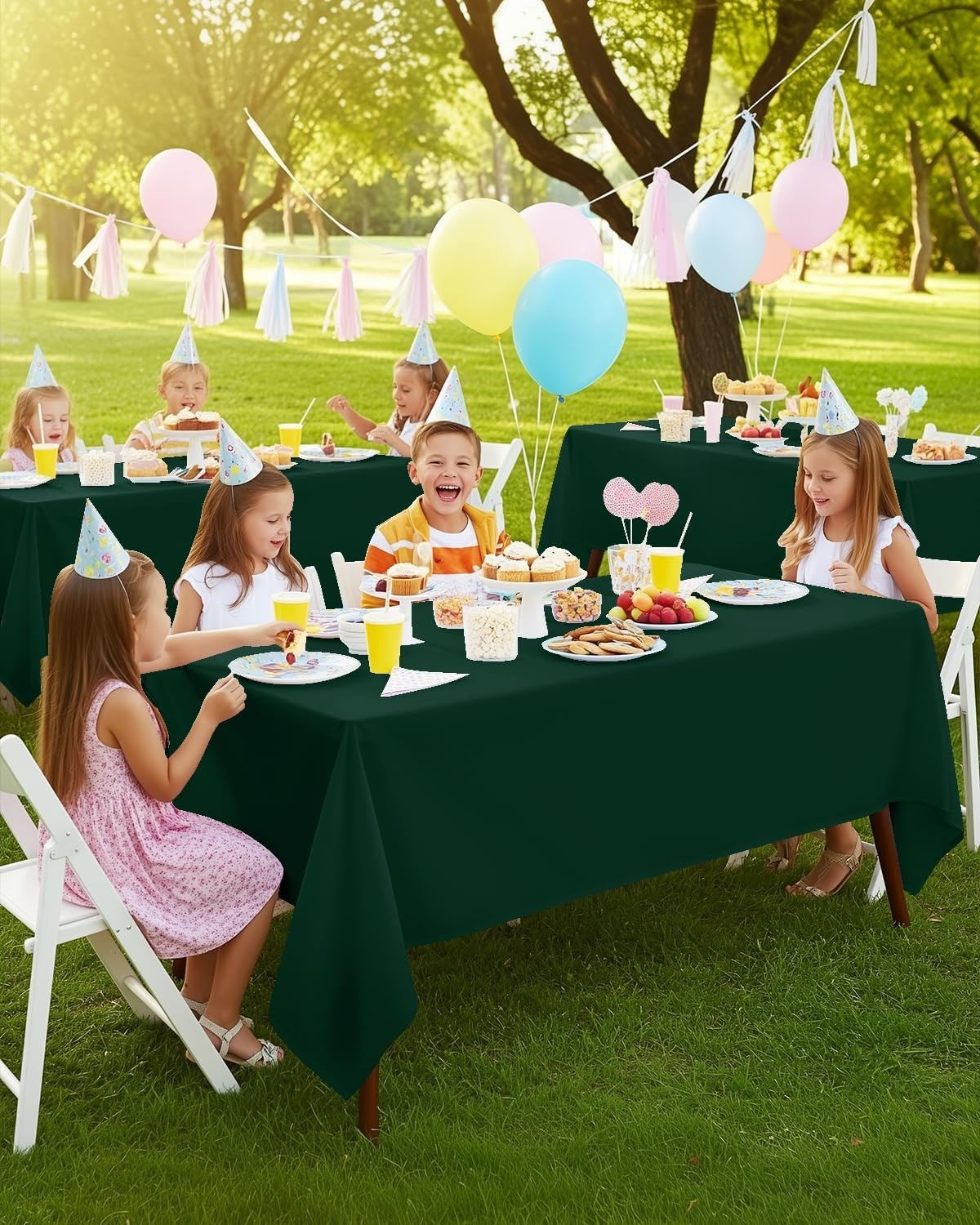 image:imageUtopia Kitchen Rectangle Table Cloth 1 Pack Tablecloth Machine Washable Polyester Table Cover for Dining Buffet Parties Picnics Events Weddings and Restaurants 52x70 Inches BlackHunter Green