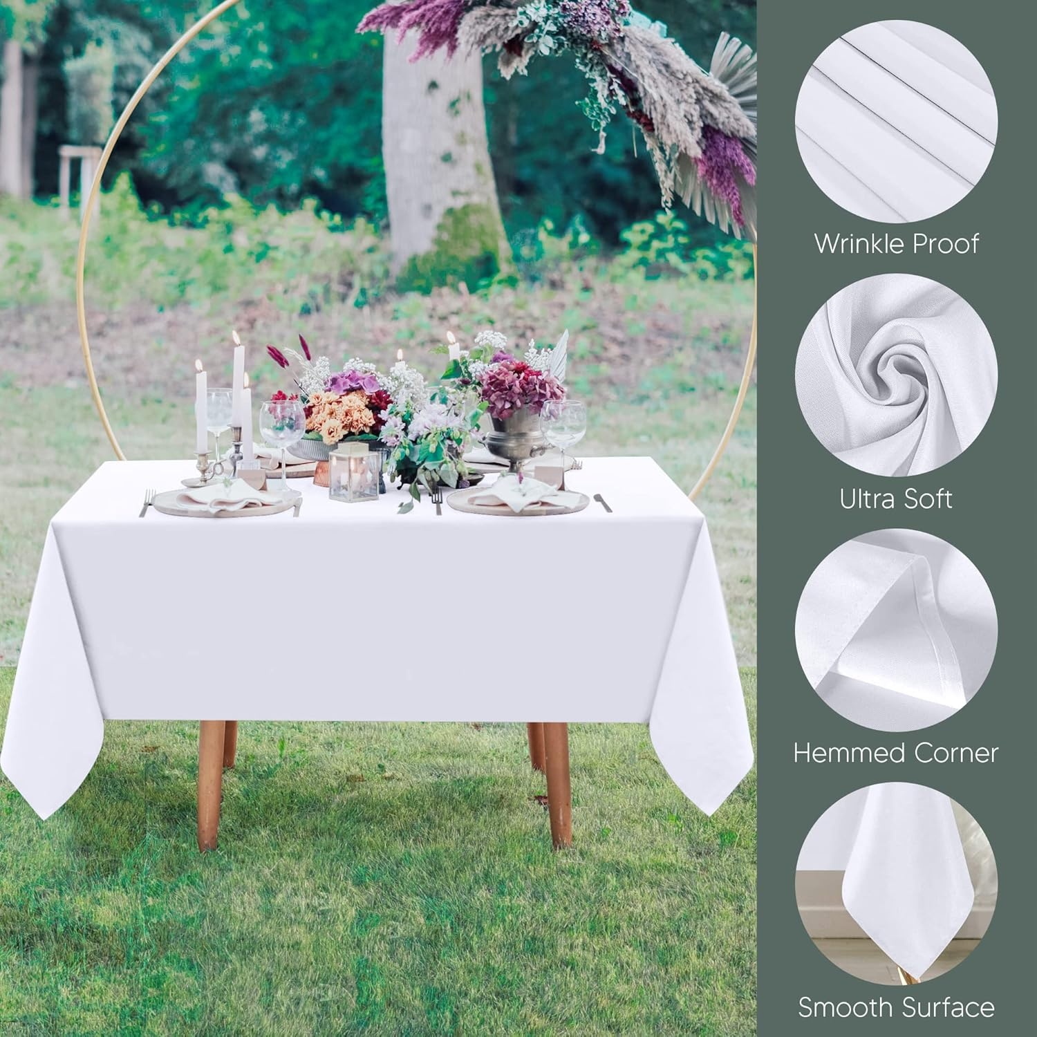 image:imageUtopia Kitchen Rectangle Table Cloth 1 Pack Tablecloth Machine Washable Polyester Table Cover for Dining Buffet Parties Picnics Events Weddings and Restaurants 52x70 Inches BlackWhite