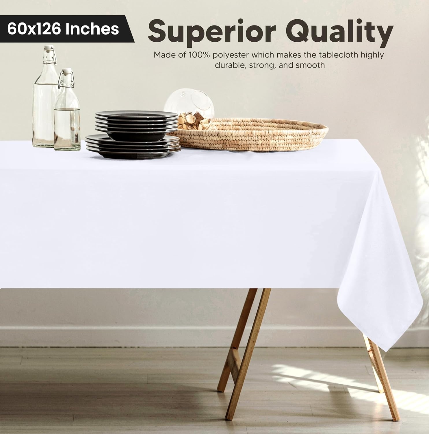 image:imageUtopia Kitchen Rectangle Table Cloth 1 Pack Tablecloth Machine Washable Polyester Table Cover for Dining Buffet Parties Picnics Events Weddings and Restaurants 52x70 Inches BlackWhite