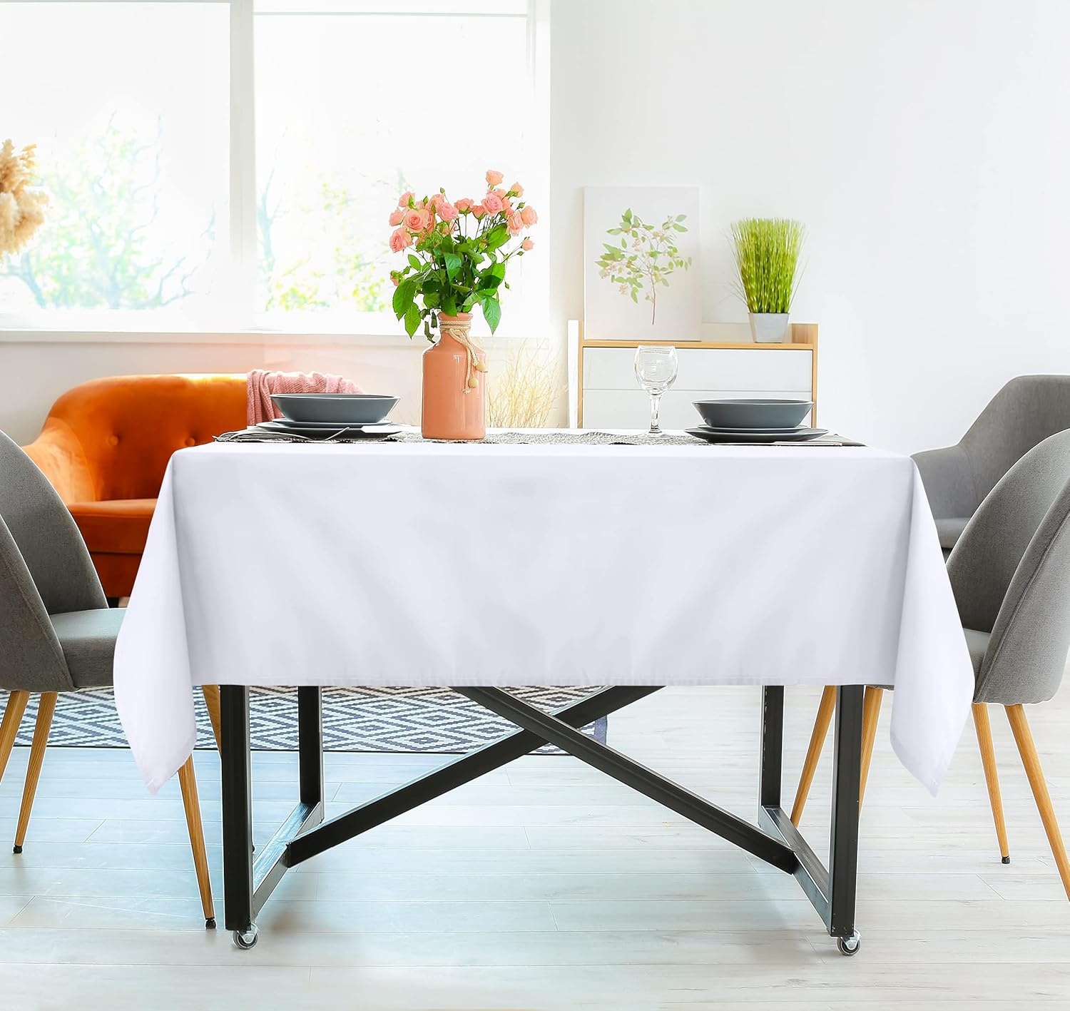 image:imageUtopia Kitchen Rectangle Table Cloth 1 Pack Tablecloth Machine Washable Polyester Table Cover for Dining Buffet Parties Picnics Events Weddings and Restaurants 52x70 Inches BlackWhite