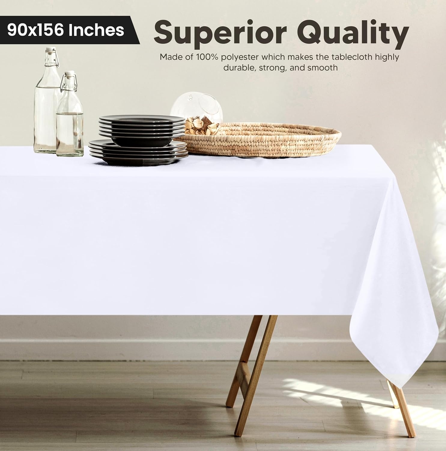 image:imageUtopia Kitchen Rectangle Table Cloth 1 Pack Tablecloth Machine Washable Polyester Table Cover for Dining Buffet Parties Picnics Events Weddings and Restaurants 52x70 Inches BlackWhite
