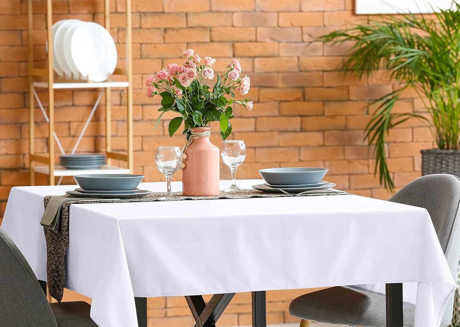 image:imageUtopia Kitchen Rectangle Table Cloth 1 Pack Tablecloth Machine Washable Polyester Table Cover for Dining Buffet Parties Picnics Events Weddings and Restaurants 52x70 Inches BlackWhite